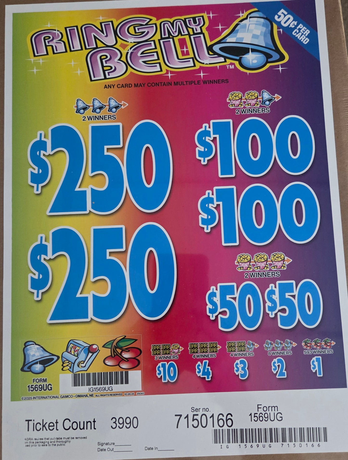Ring My Bell $0.50 3990ct Instant Pull Tabs
