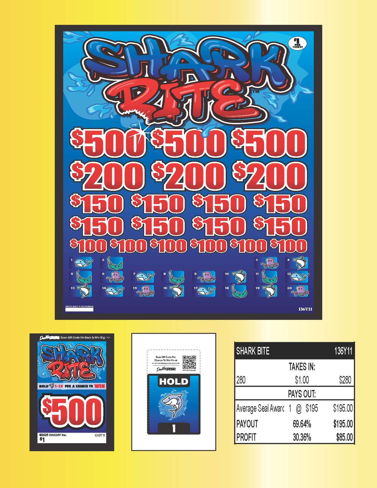Shark Bite 280ct Subset Bonus Board Pull Tabs