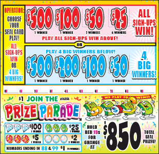 Prize Parade 1485ct Seal Game Pull Tabs