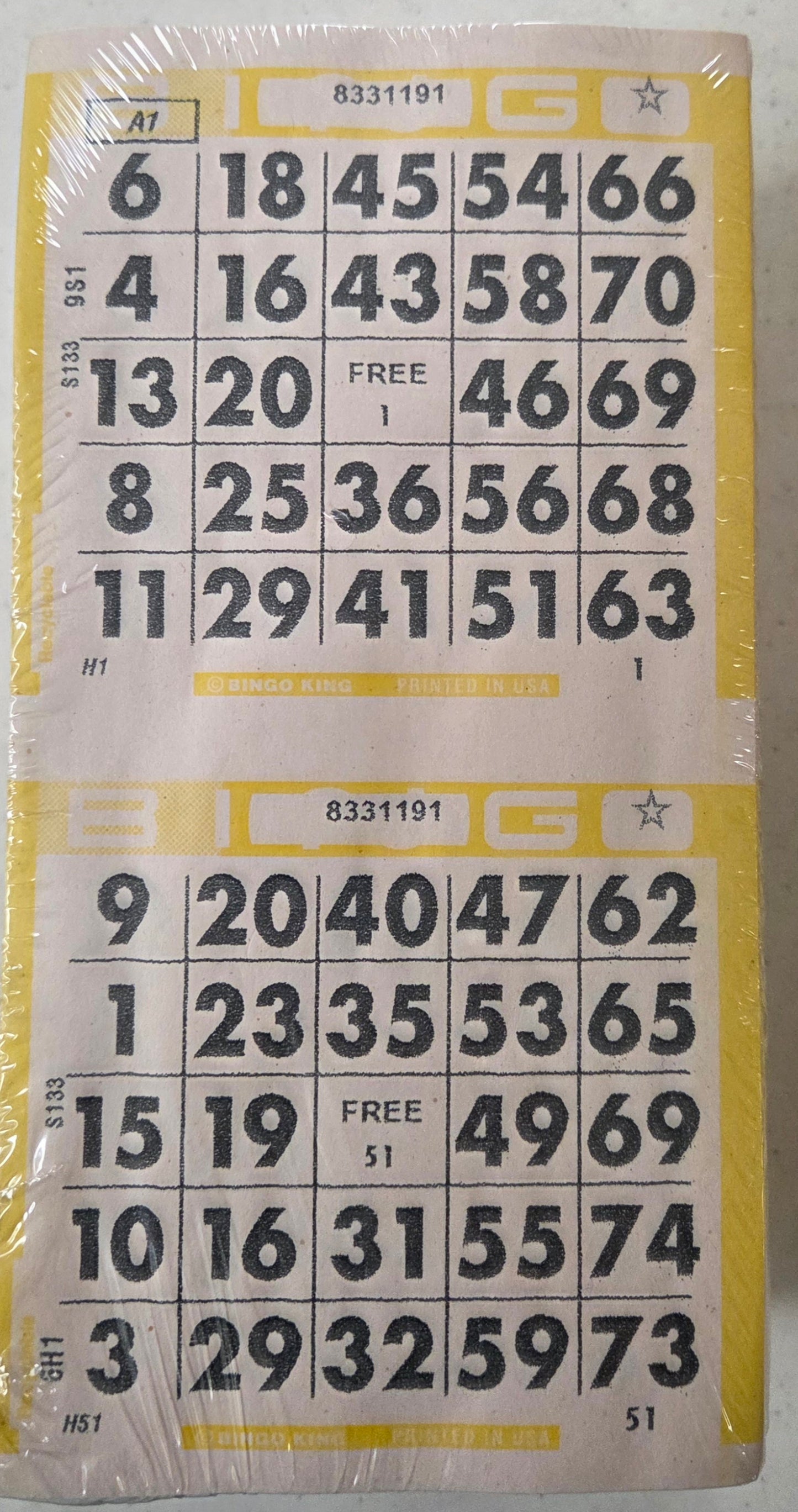 Yellow 2on Vertical Bingo Paper 500 Paper Strips