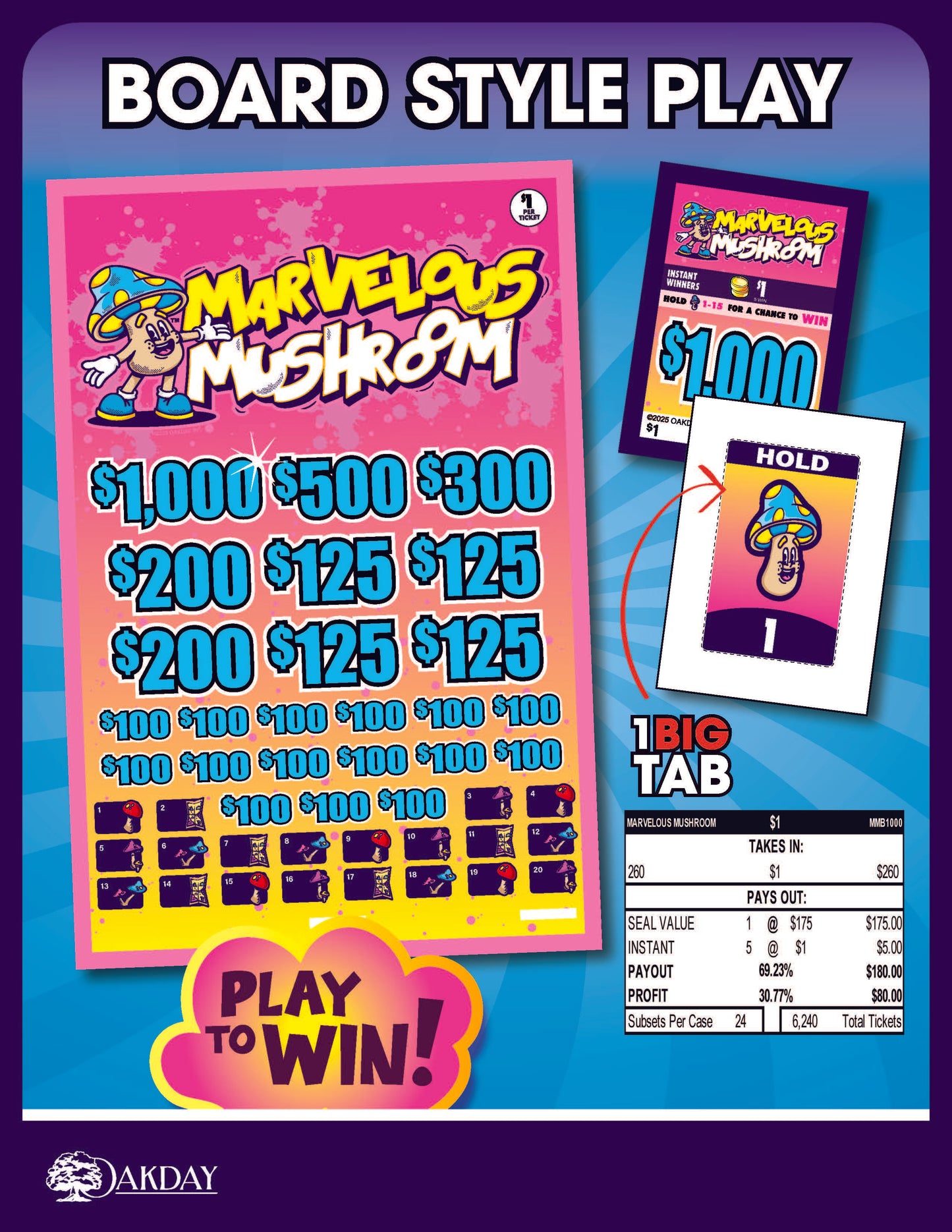 Marvelous Mushroom 260ct Subset Bonus Board Pull Tabs