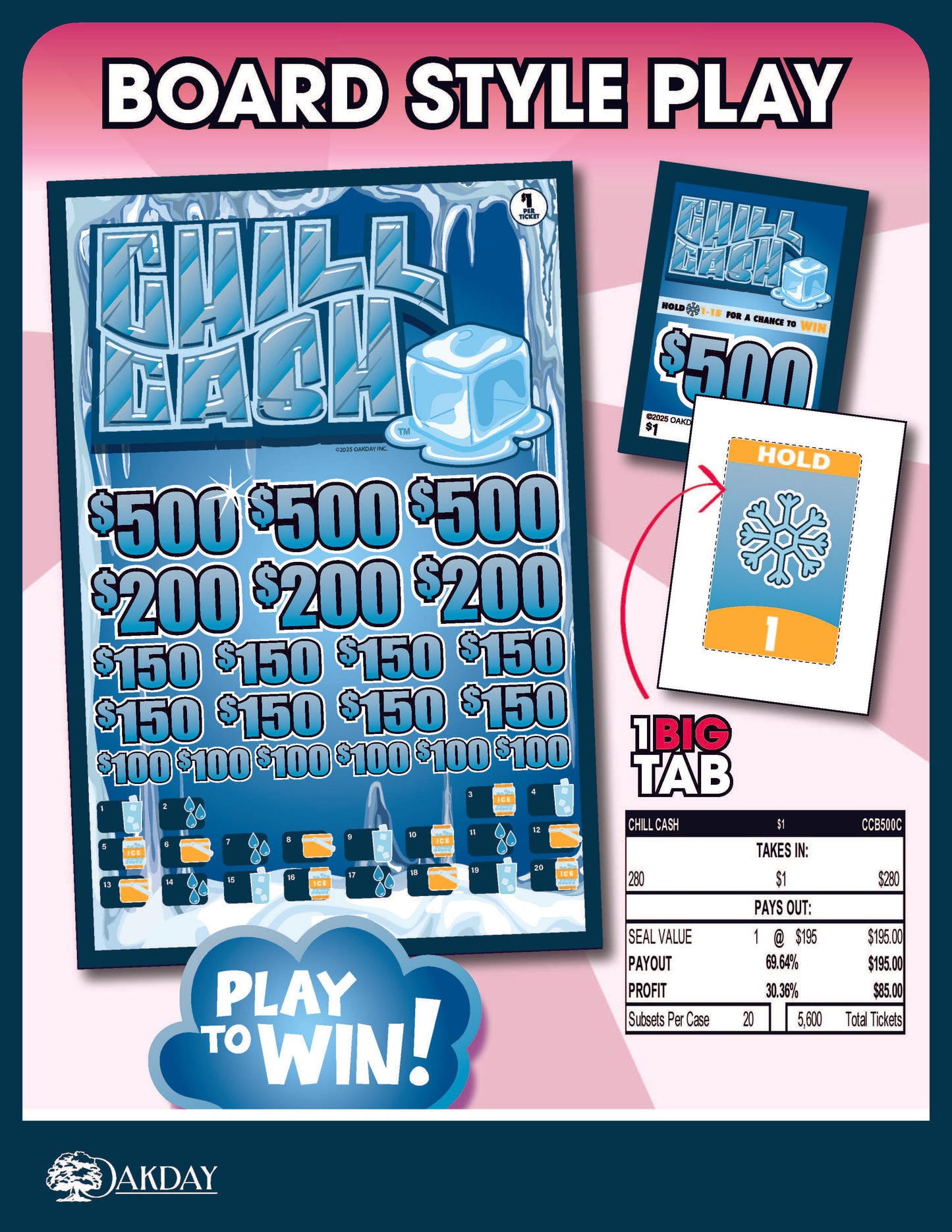 Chill Cash 280ct Subset Bonus Board Pull Tabs