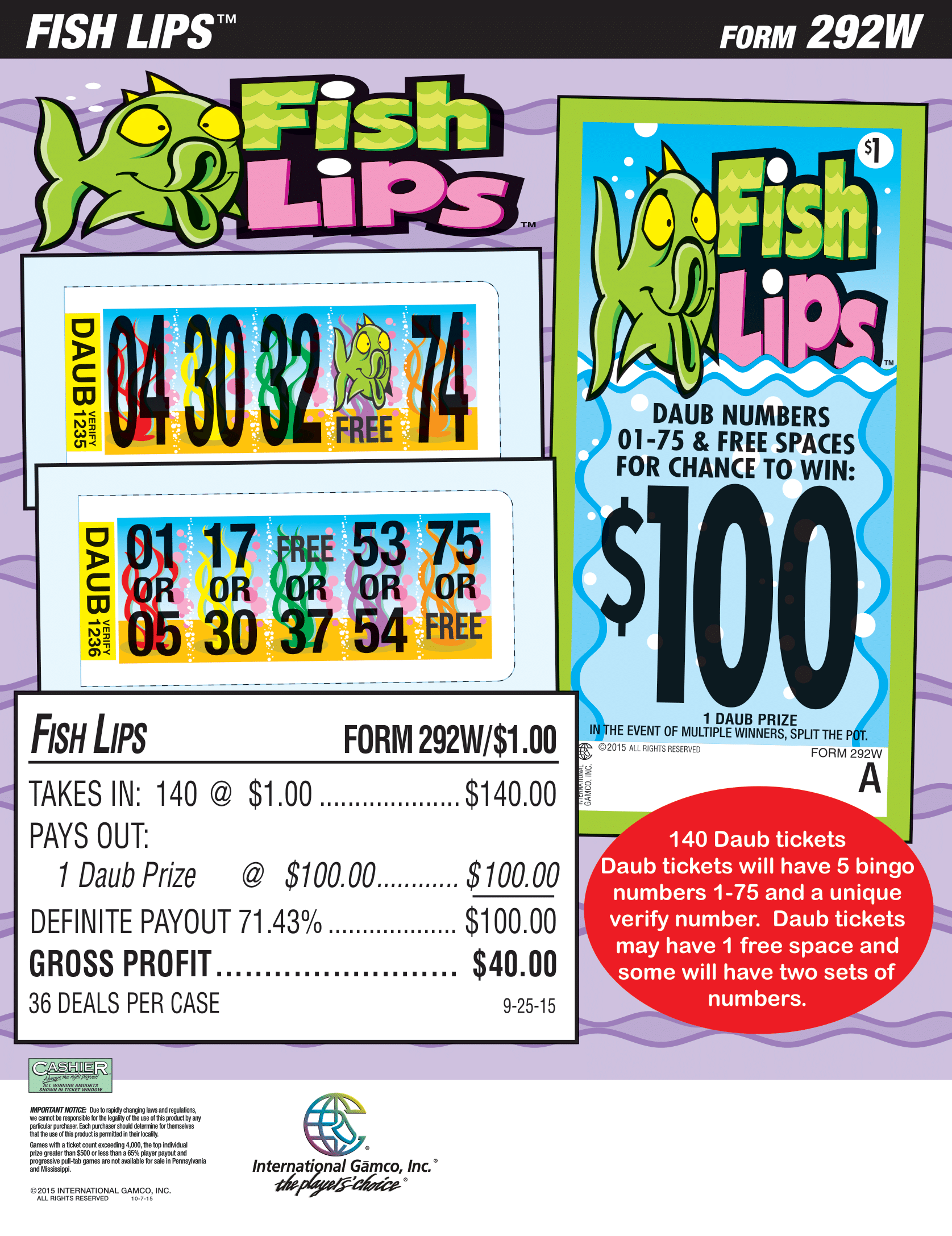 Fish Lips 140ct Daub Game Pull Tabs – YoungCoLLC