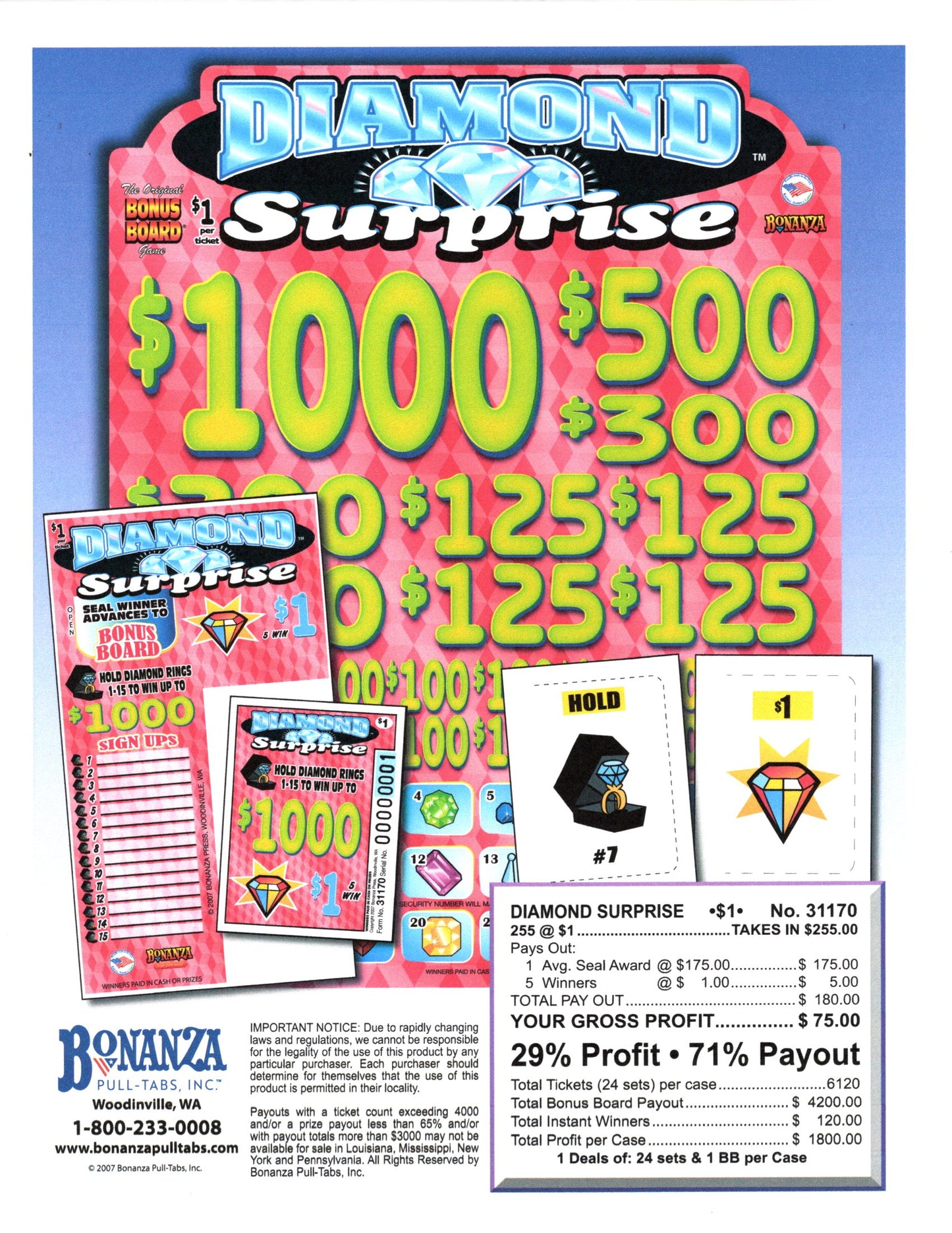 Diamond Surprise 255ct Bonus Board Pull Tabs