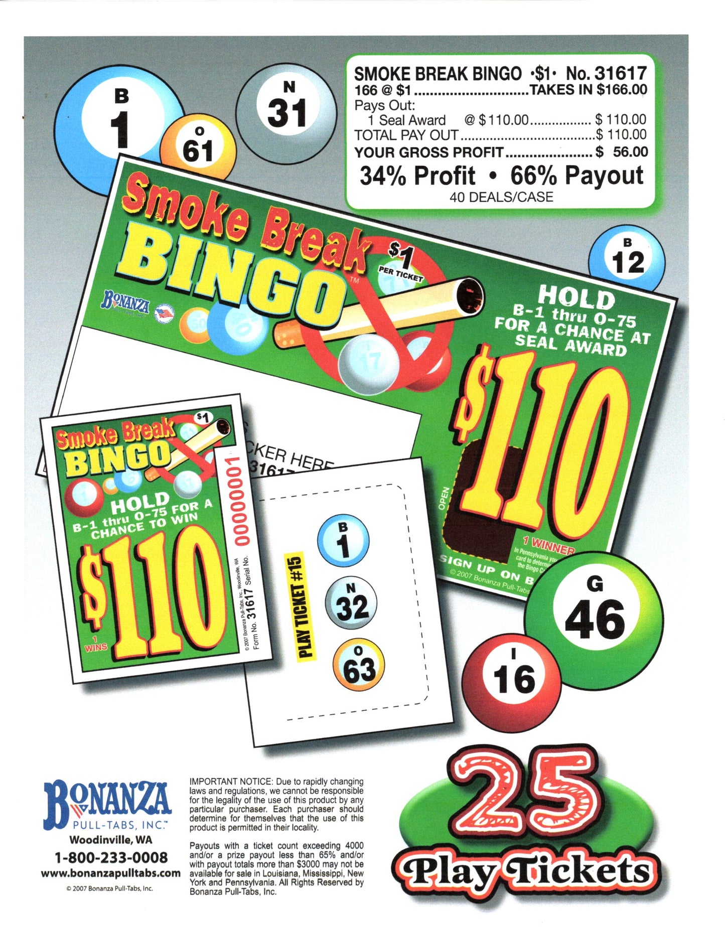 Smoke Break Bingo Pull Tabs