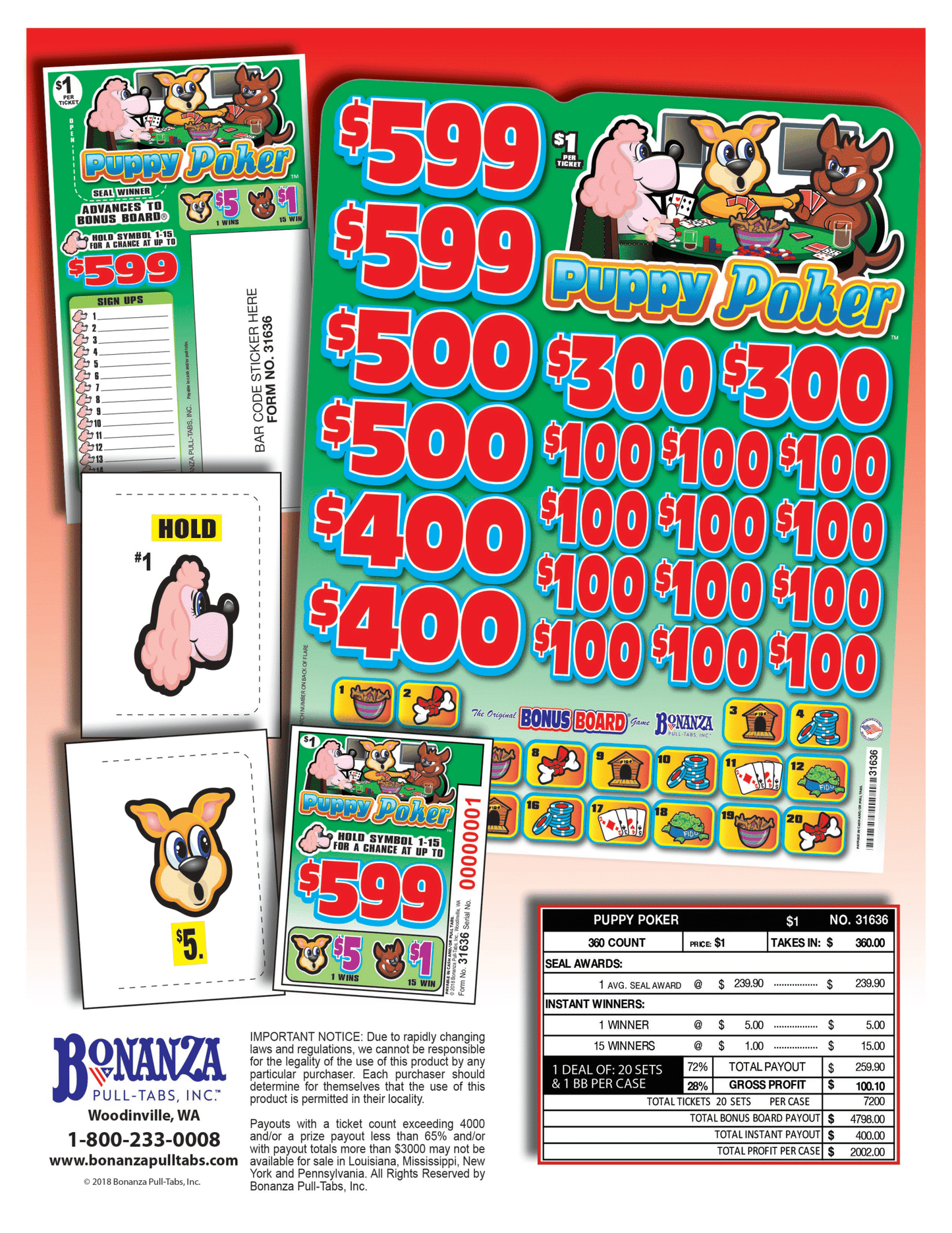 Puppy Poker Pull Tabs