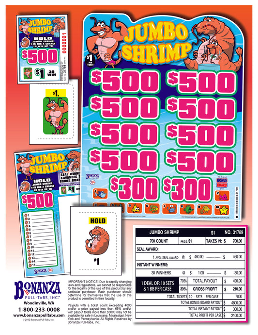 Jumbo Shrimp 700ct Subset Bonus Board Pull Tabs