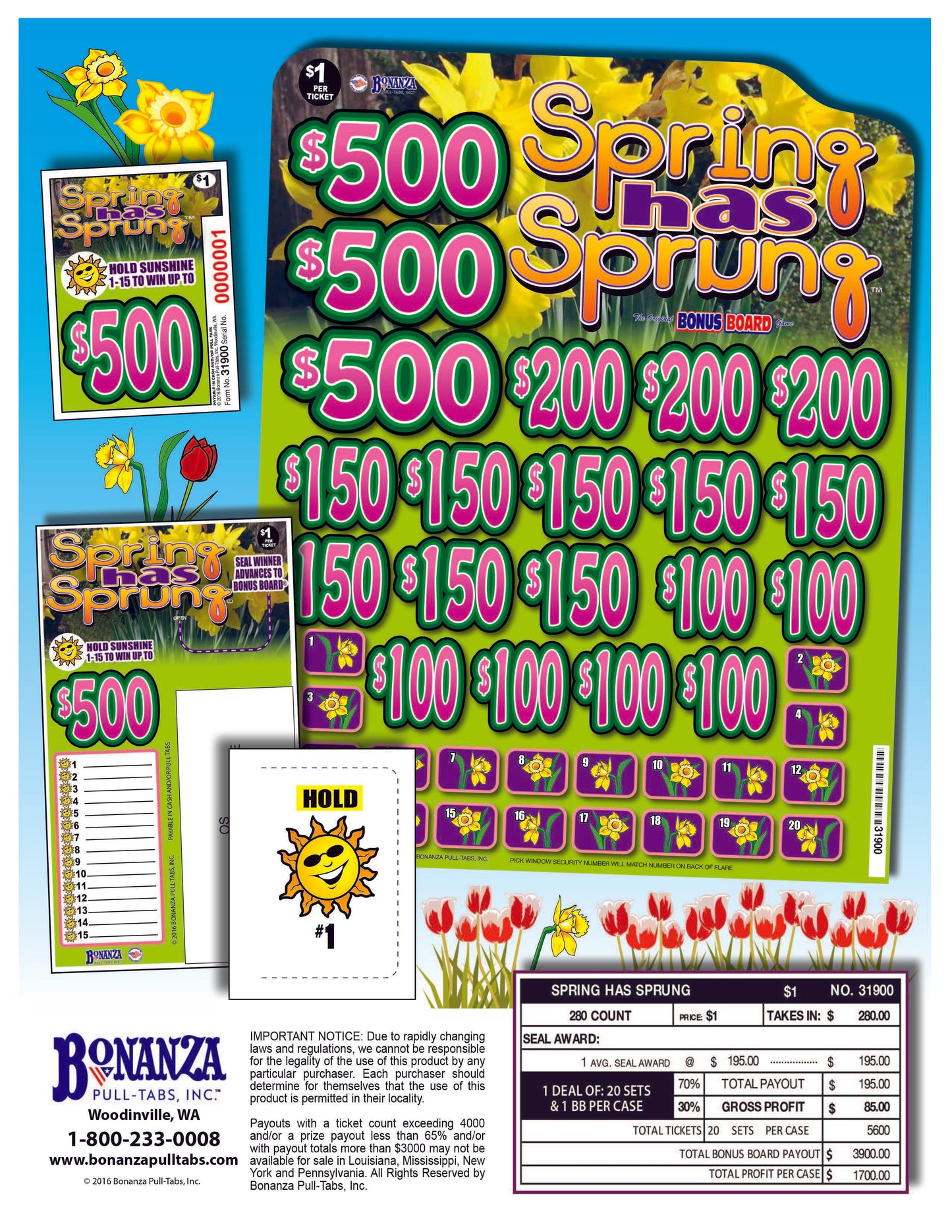 Spring Has Sprung 280ct Bonus Board Pull Tabs