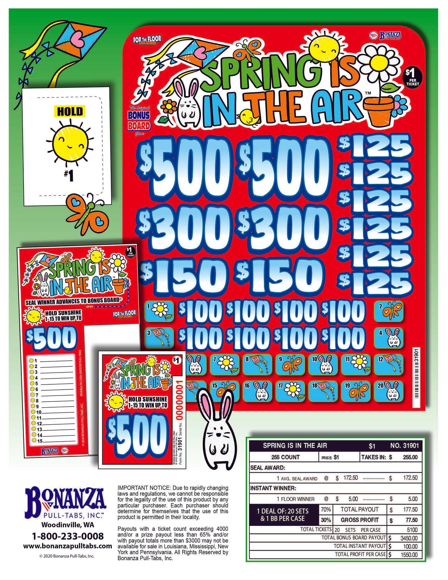 Spring Is In The Air 255ct Bonus Board Pull Tabs