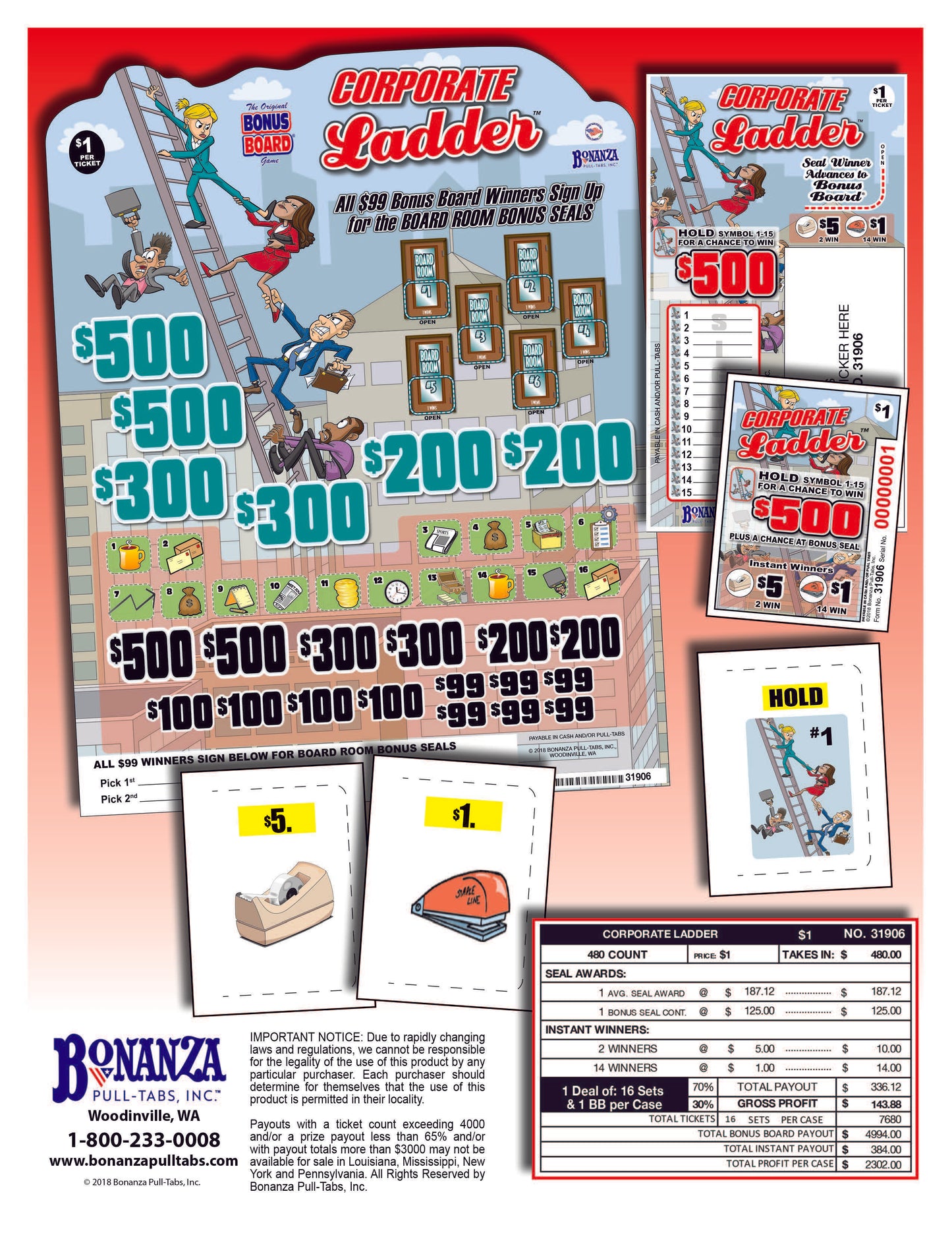 Corporate Ladder 480ct Subset Bonus Board Pull Tabs