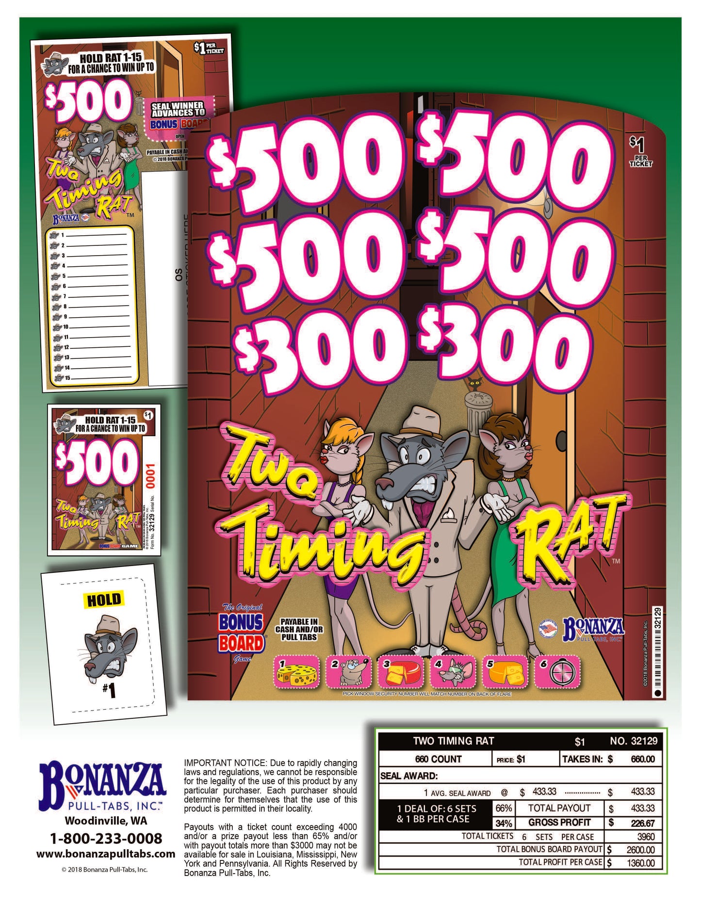 Two Timing Rat 660ct Subset Bonus Board Pull Tabs