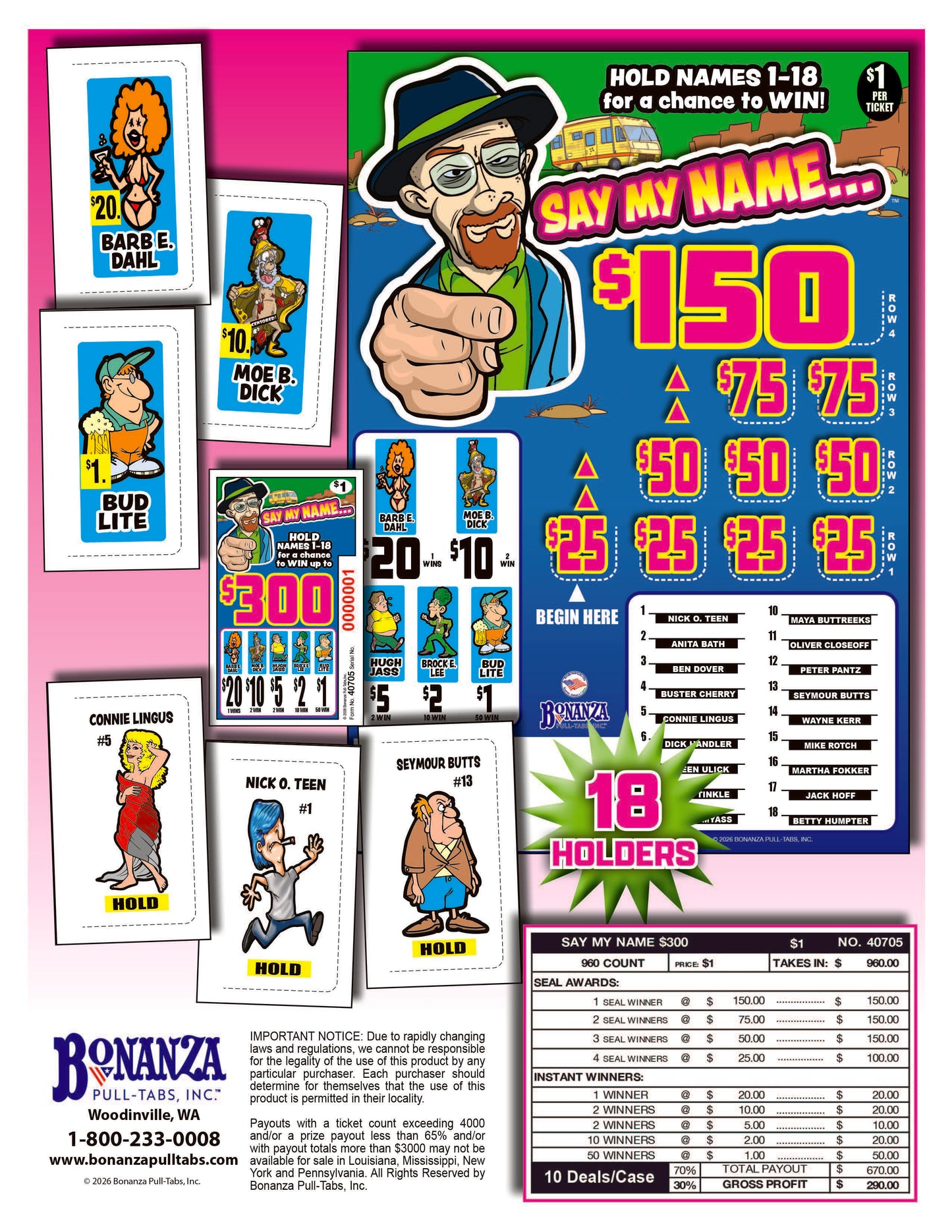 Say My Name 960ct Climber Seal Game Pull Tabs