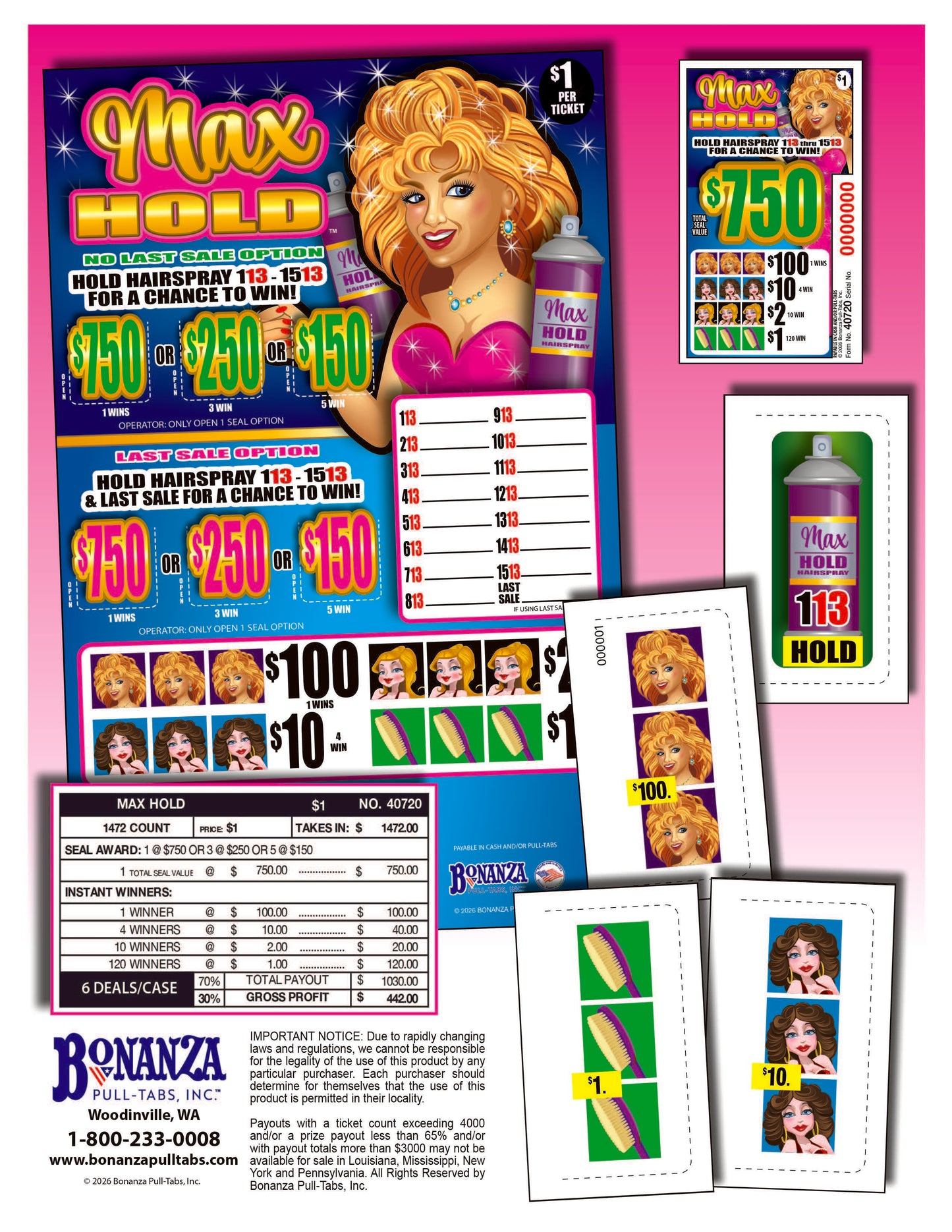 Max Hold 1472ct Seal Game Pull Tab