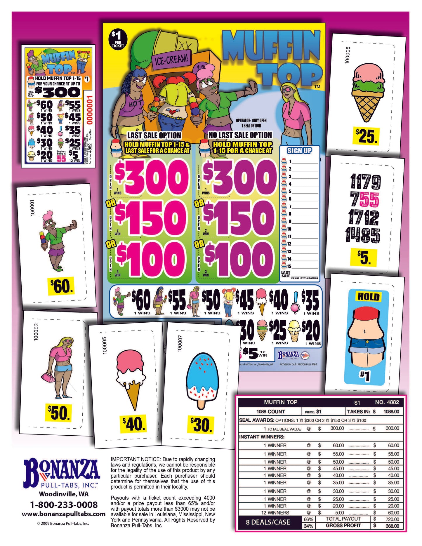 Muffin Top 1088ct Seal Game Pull Tabs
