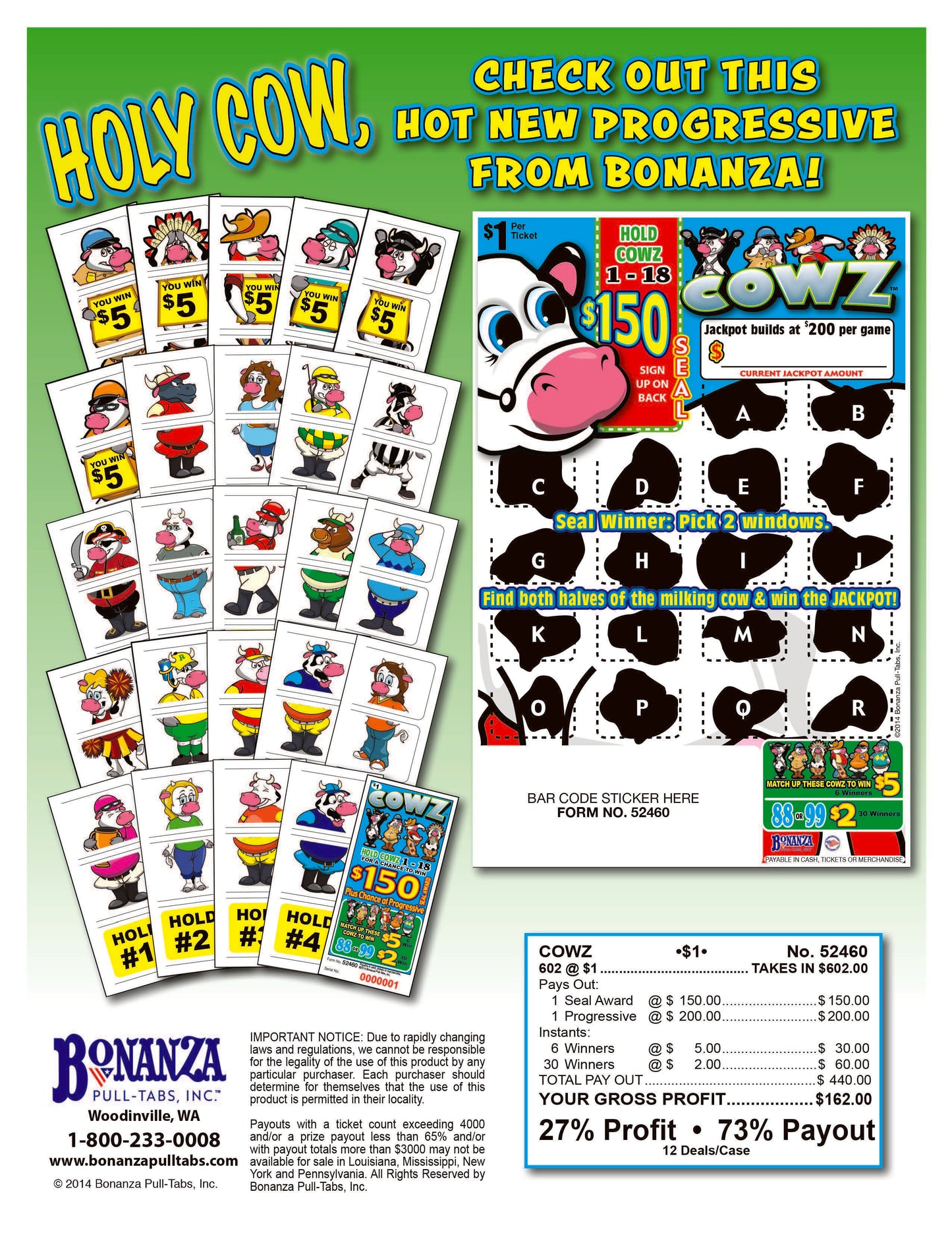 Cowz 620ct Seal Game Pull Tabs