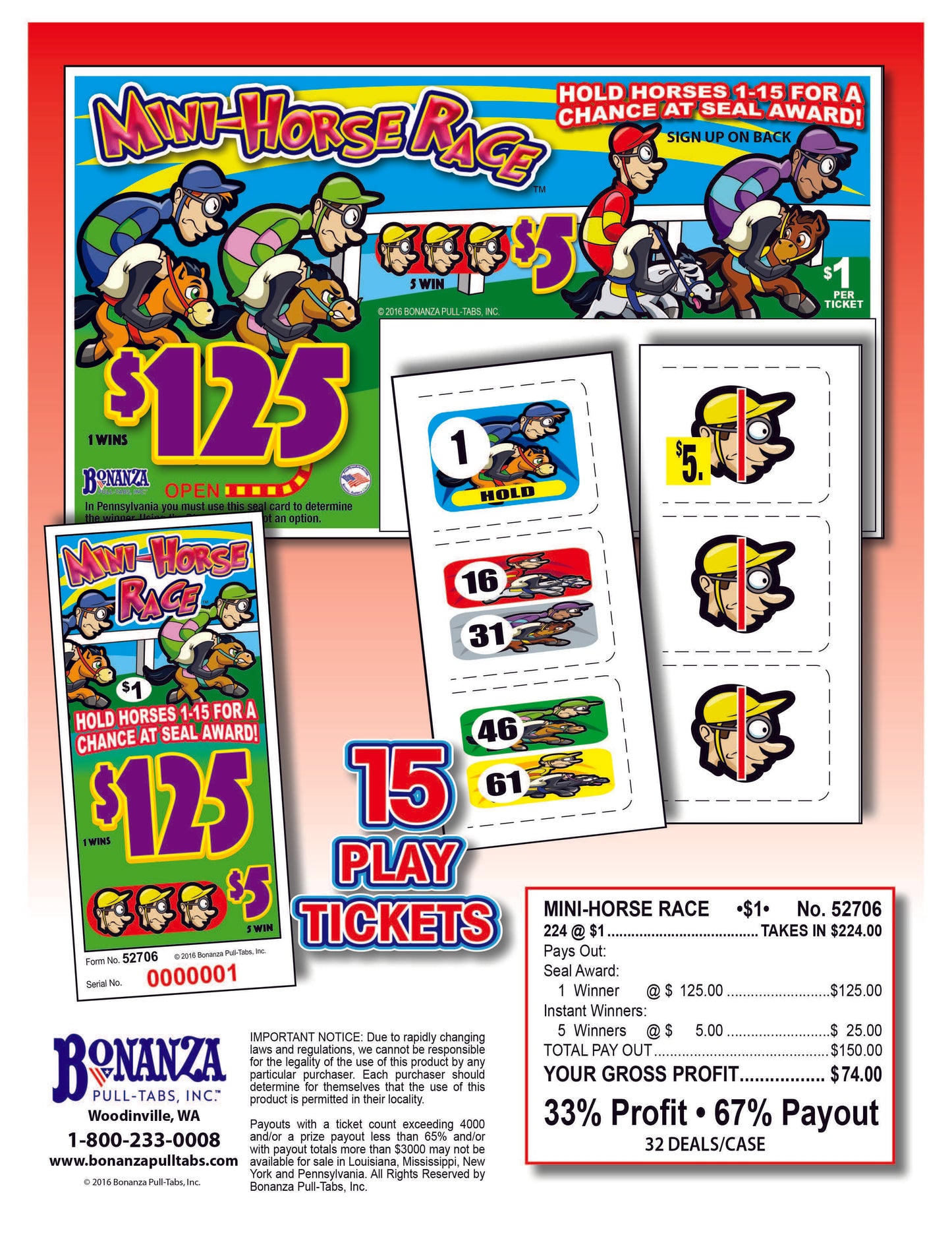 Mini Horse Race 240ct Seal Pull Tabs