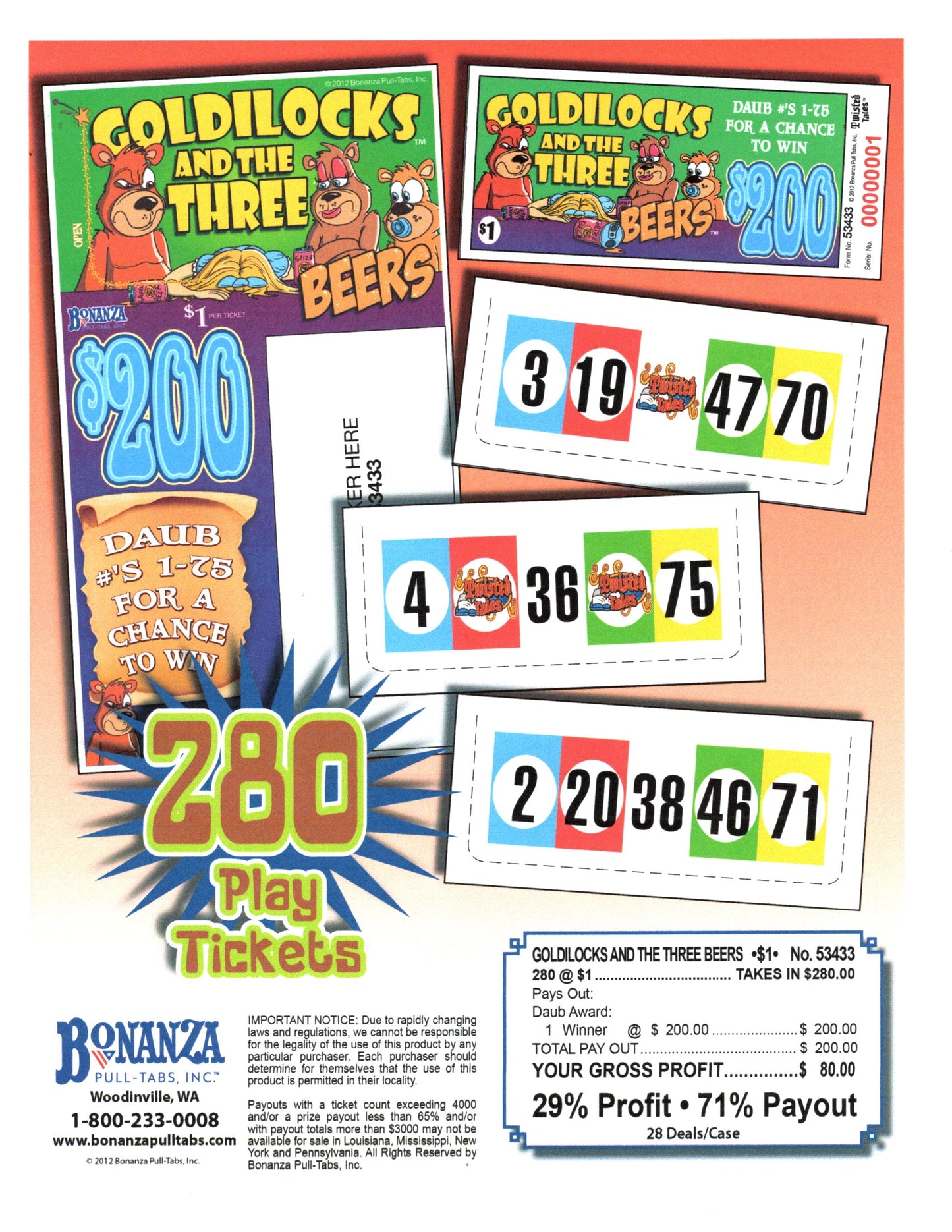 Golidlocks and the Three Beers Pull Tabs