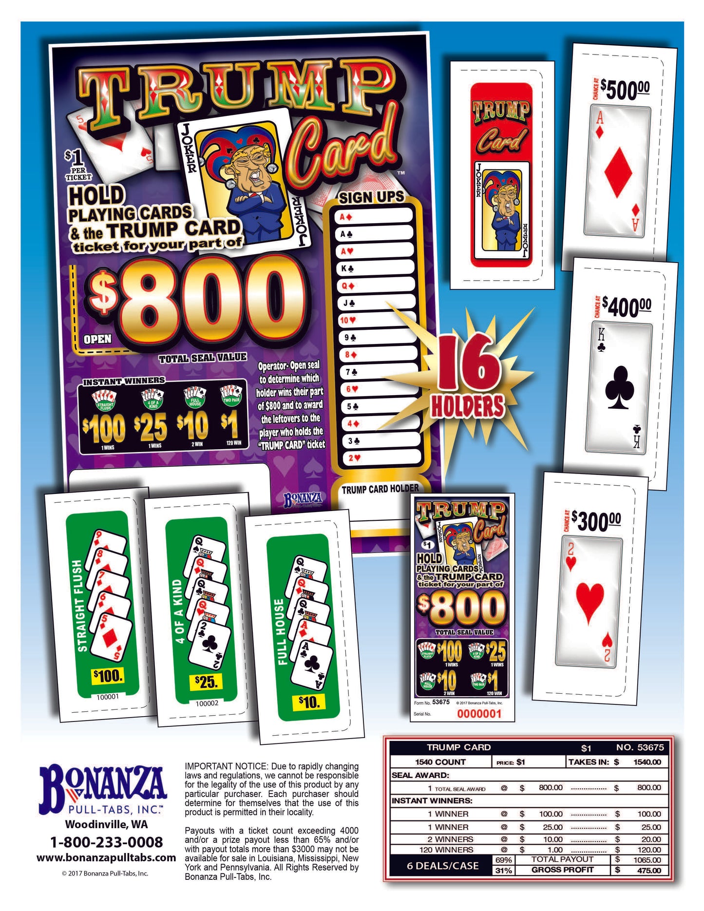 Trump Card 1540ct Seal Game Pull Tabs