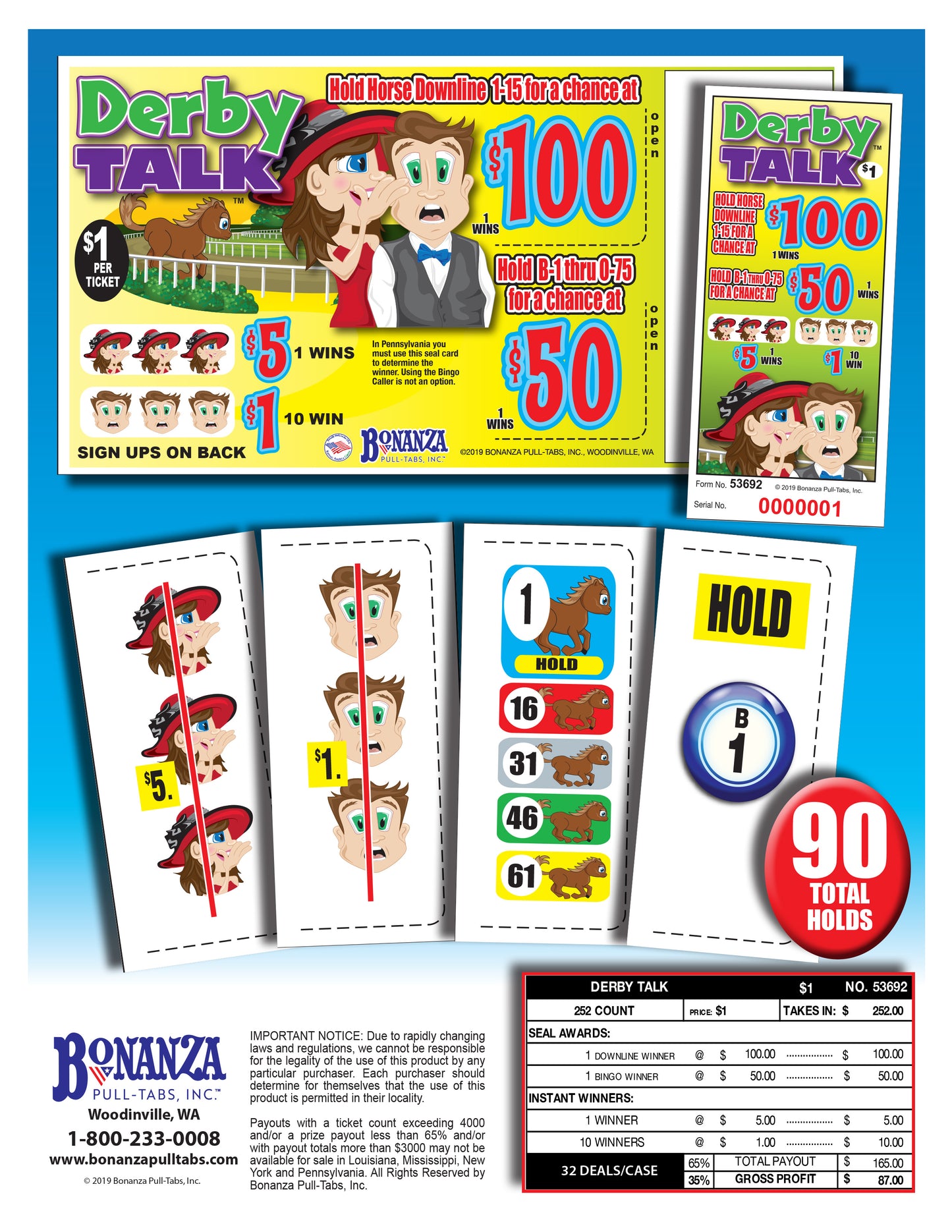 Derby Talk 252ct Seal Games Pull Tabs