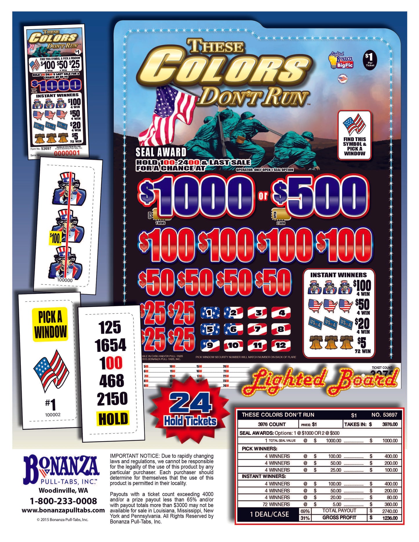 These Colors Don't Run 3976ct Lighted Bonus Board Pull Tabs