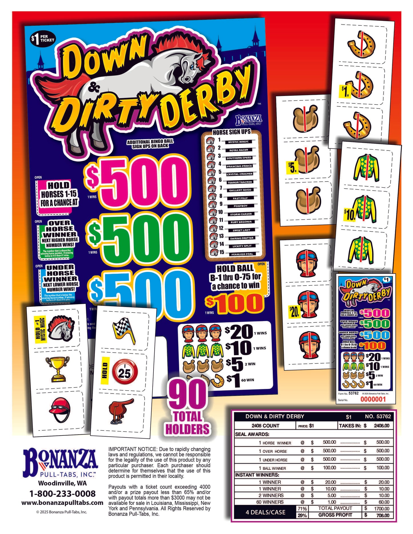 Down & Dirty Derby 2406ct Seal Pull Tabs