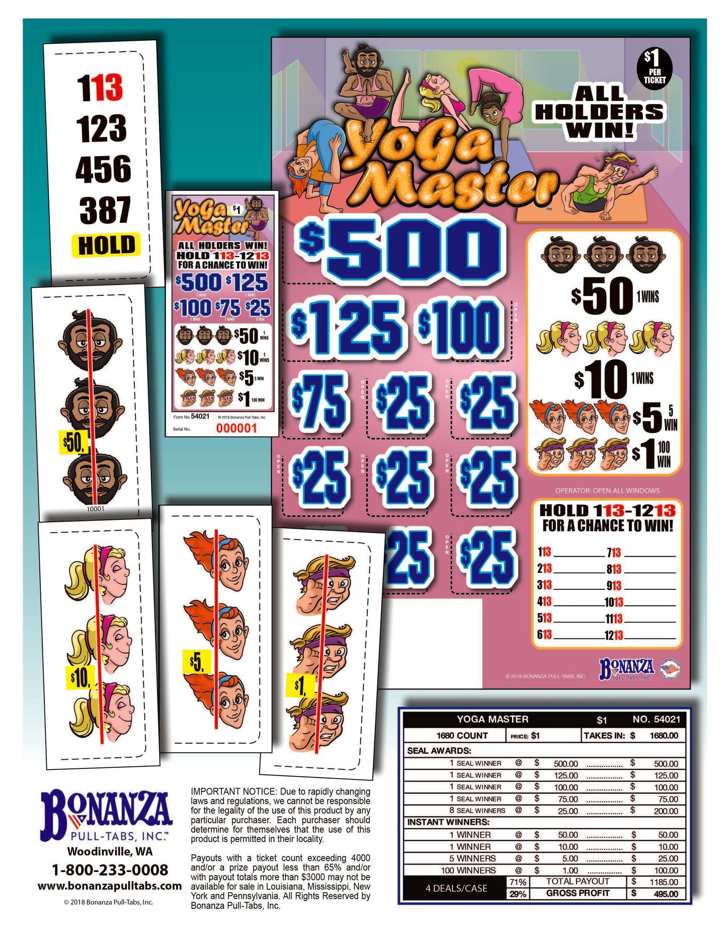 Yoga Master 1680ct Seal Game Pull Tabs