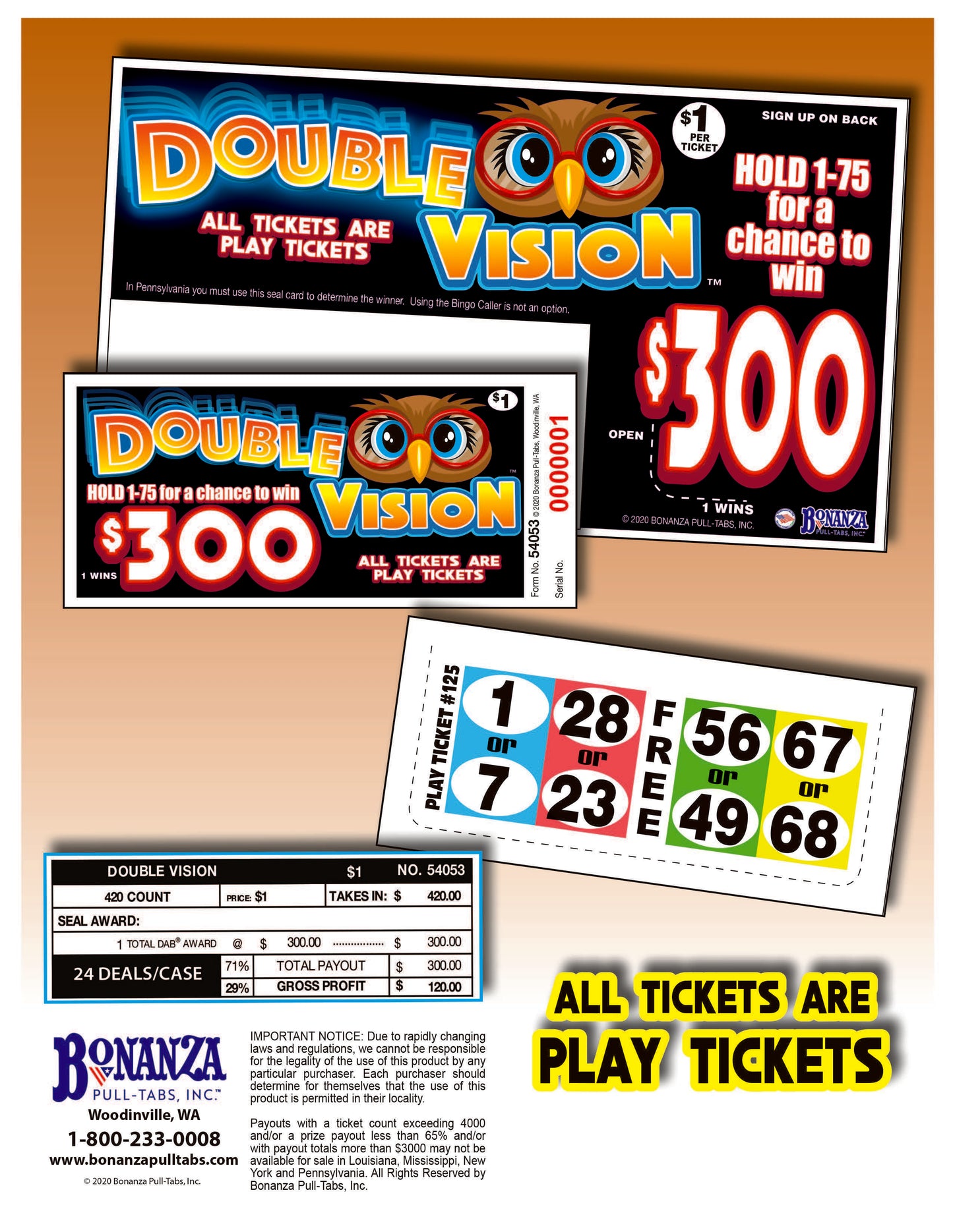 Double Vision $1 420ct Daub Game Pull Tabs