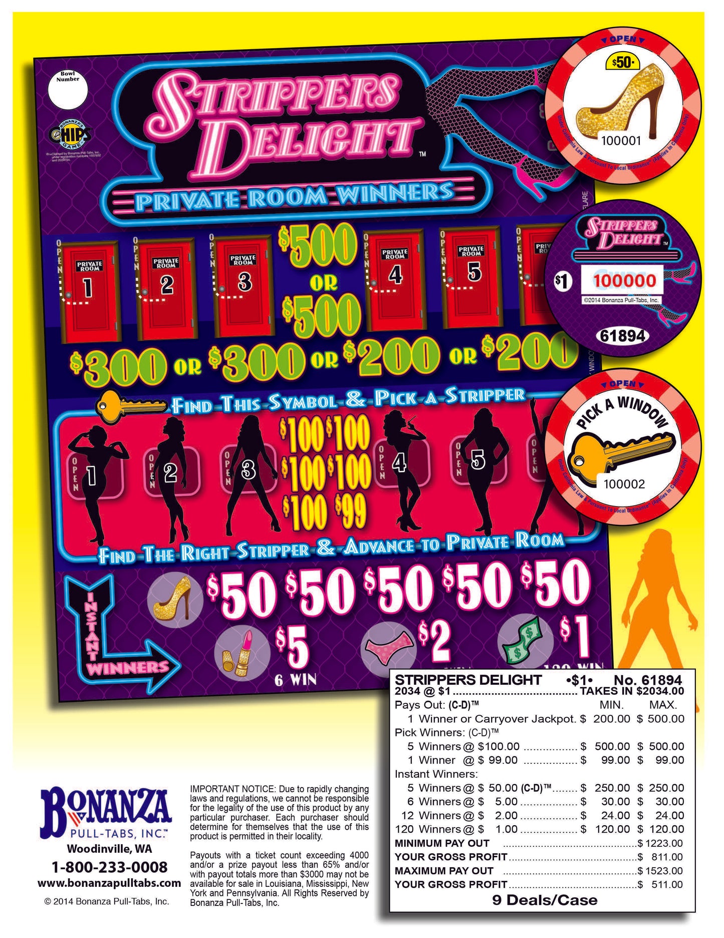 Stripper Delight 2034ct Chip Pull Tabs