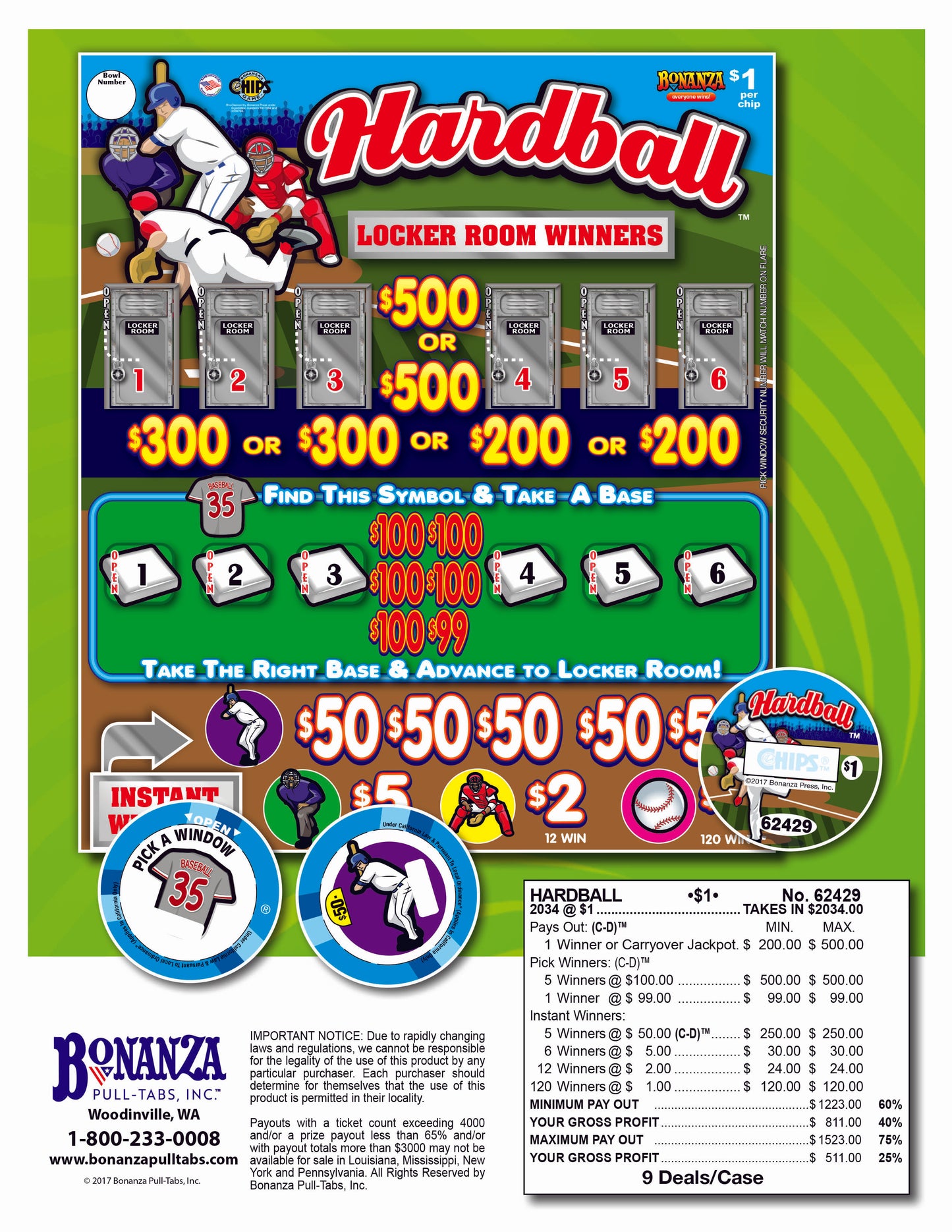 Hardball 2034ct Chip Pull Tabs