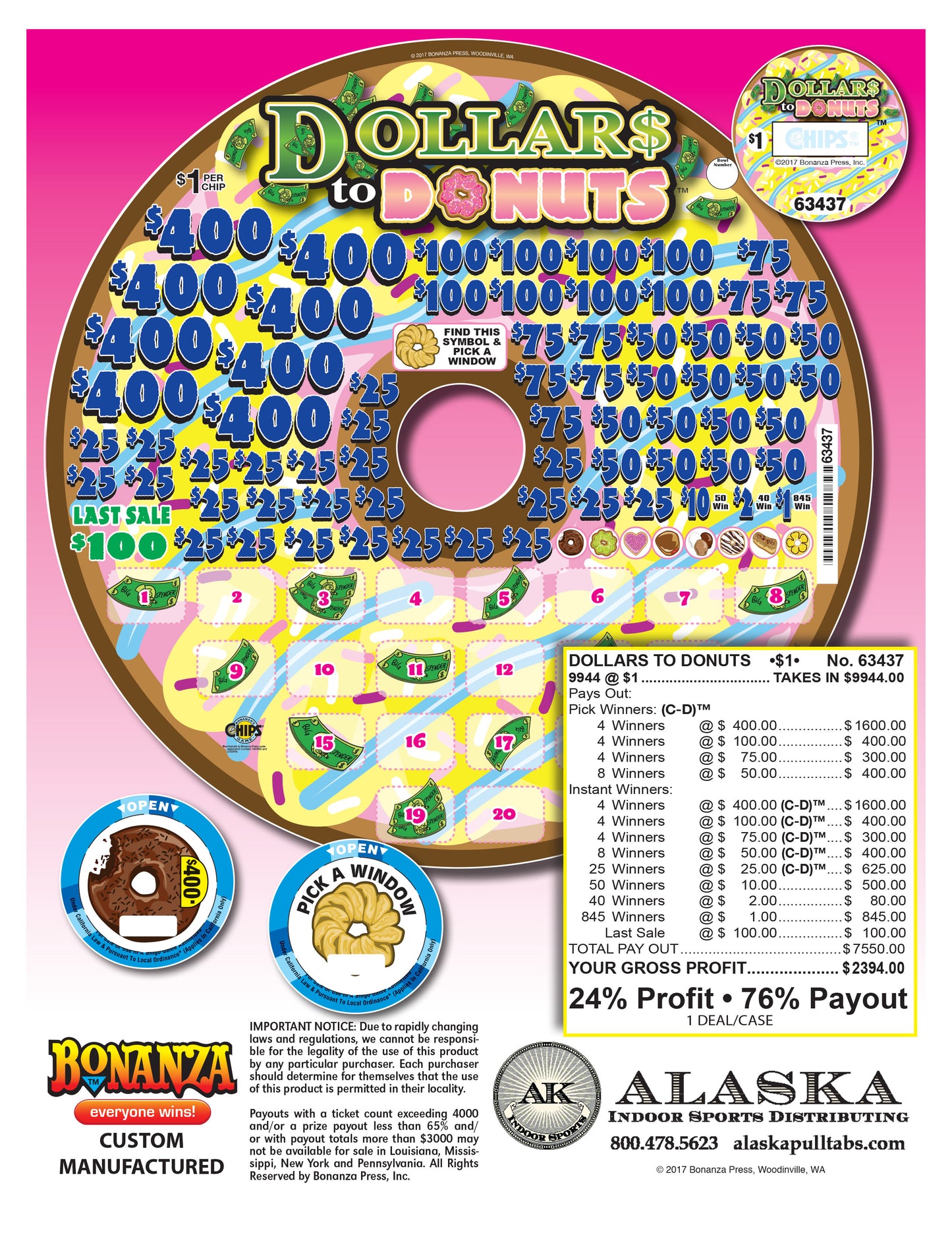 dollar to donuts pull tab