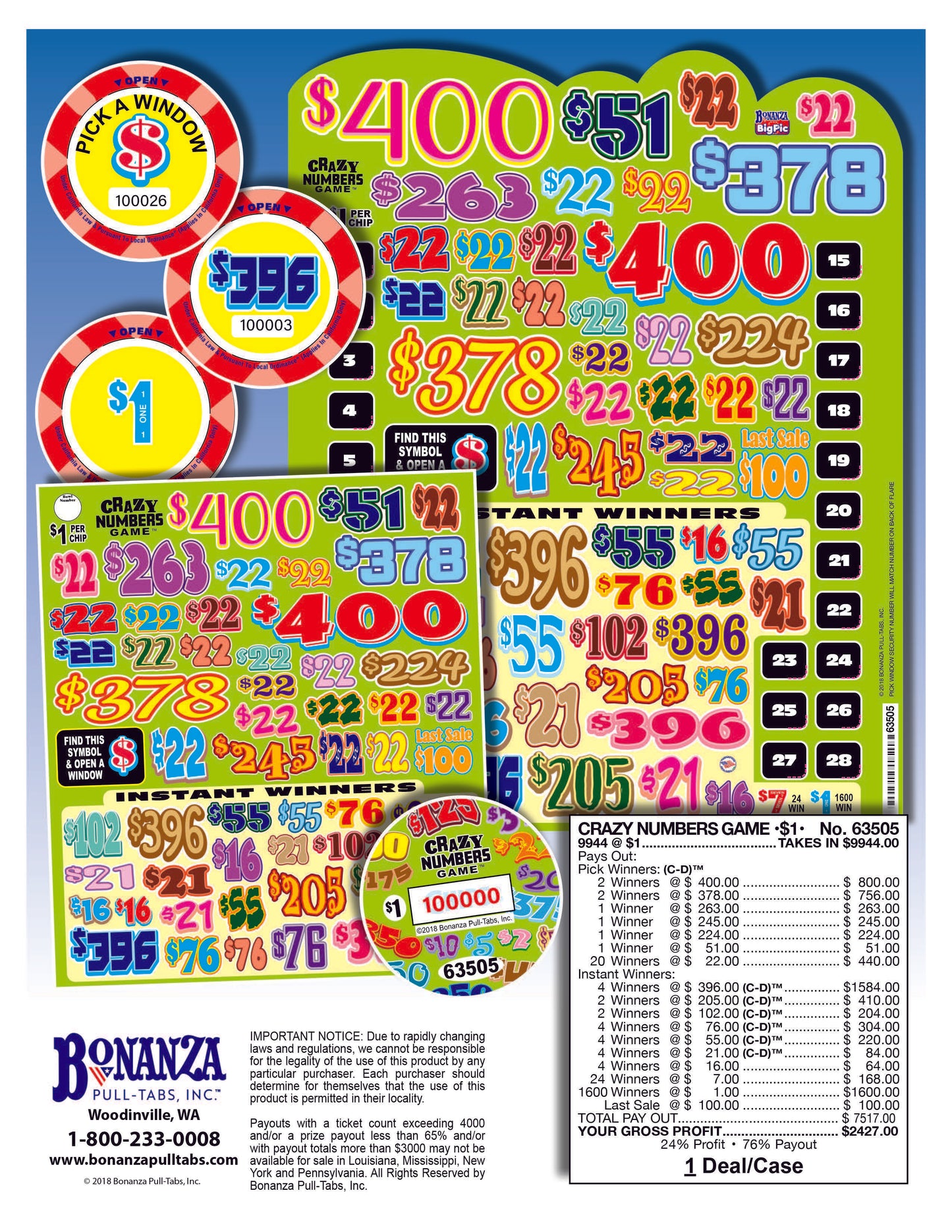 crazy numbers game pull tab