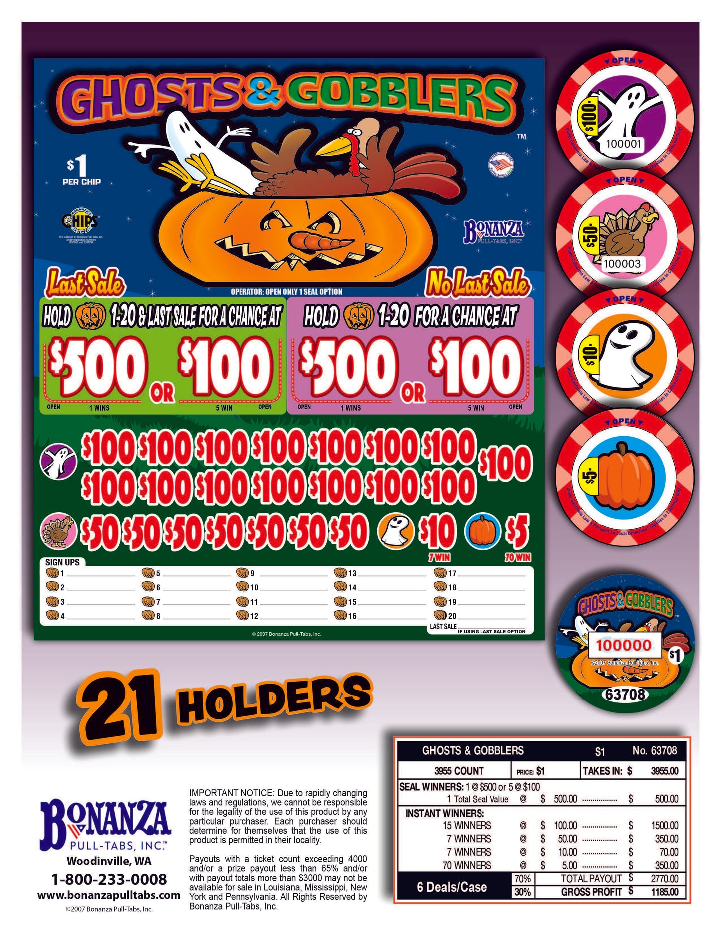 ghosts and gobblers pull tab