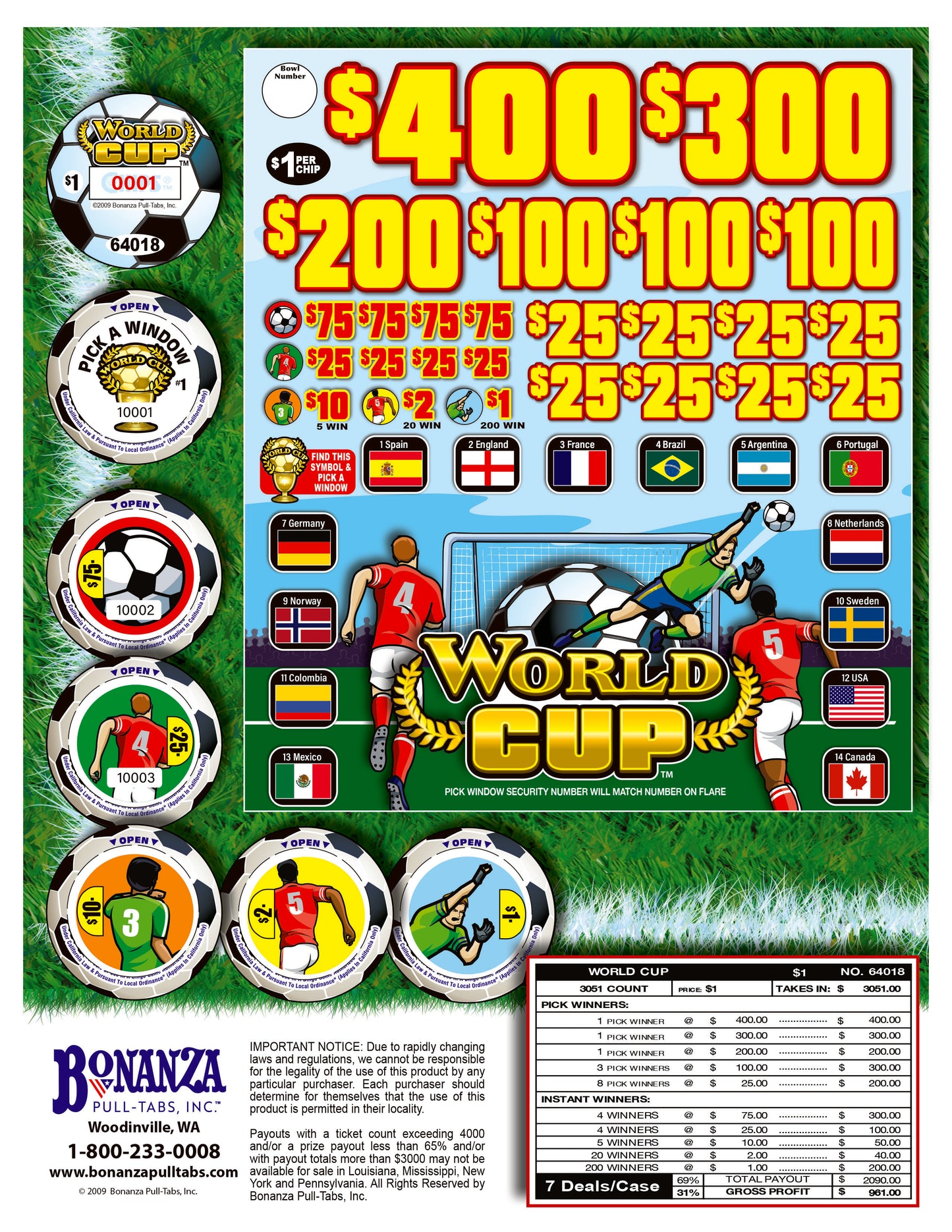 World Cup 3051ct Chip Pull Tab