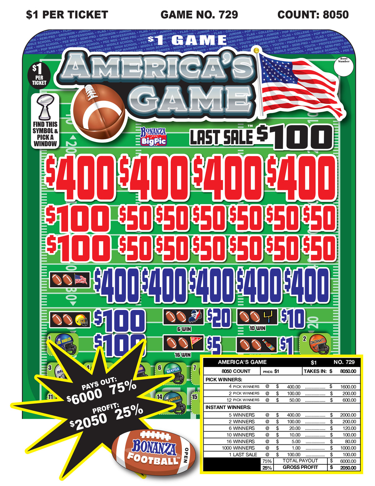 america's game pull tab