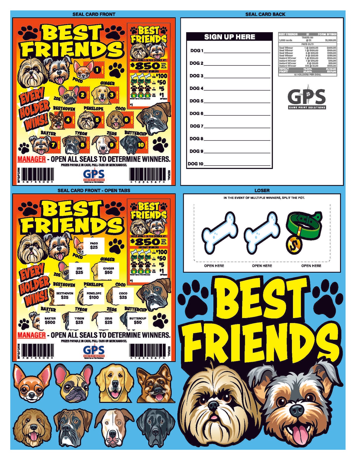 Best Friends 1500ct All Holders Win Seal Game Pull Tabs