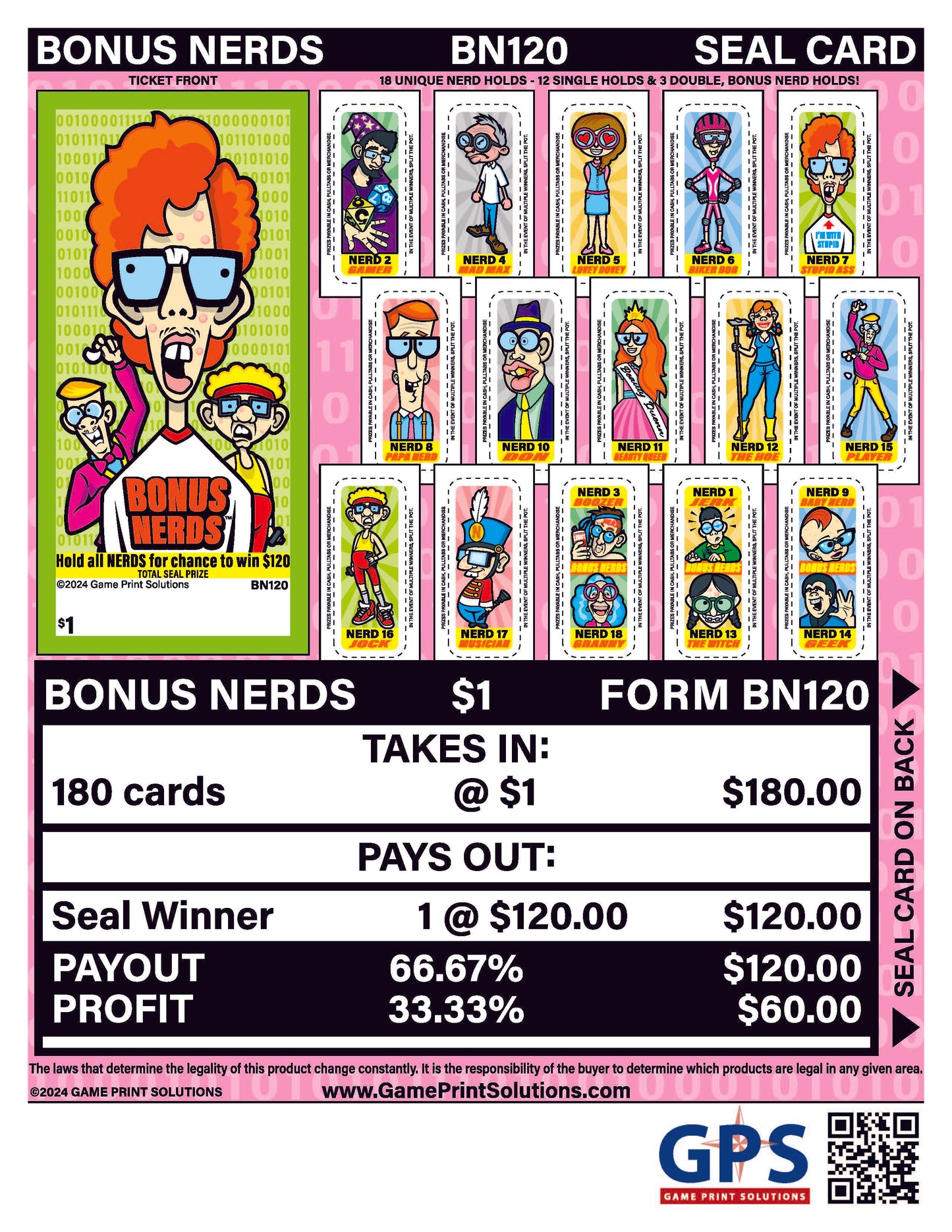 Bonus Nerds 180ct Seal Game Pull Tab