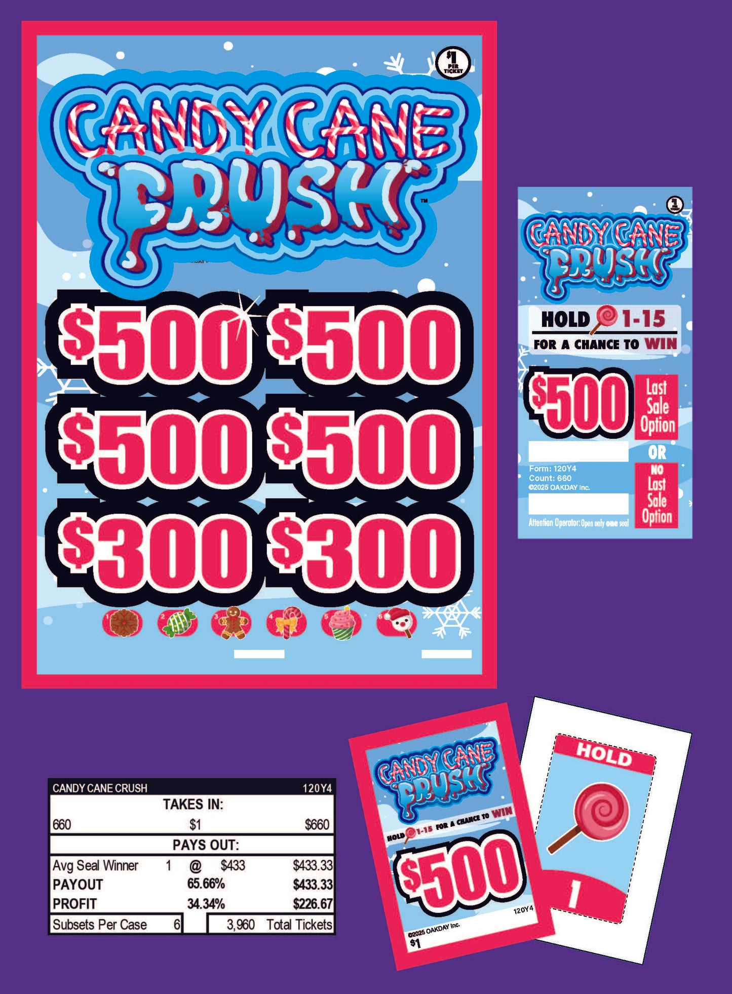 Candy Cane Crush 660ct Subset Bonus Board Pull Tabs