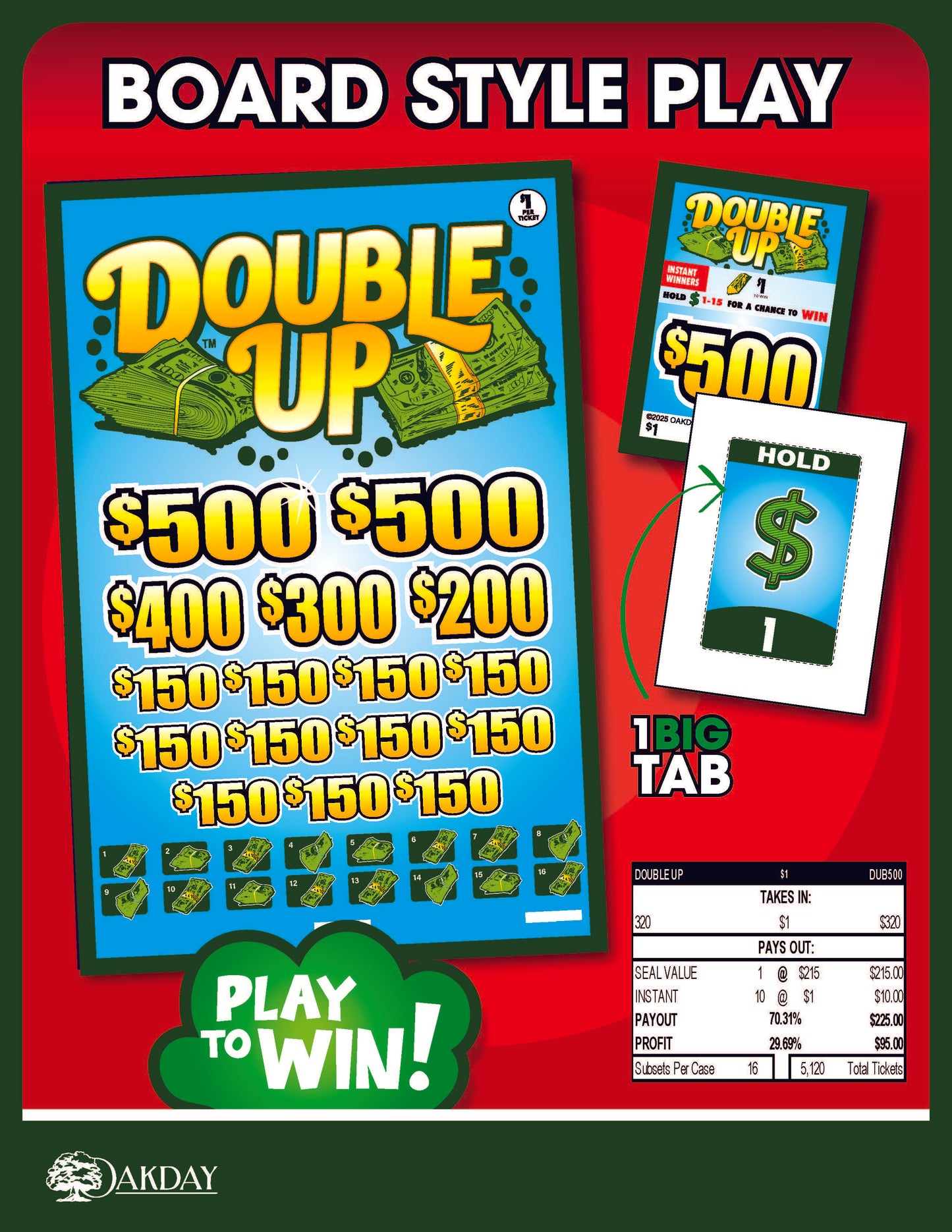 Double Up 320ct Subset Bonus Board Pull Tabs