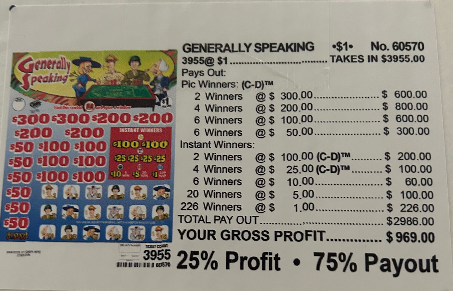 Generally Speaking VP138 $1 Pick Chips Pull Tabs
