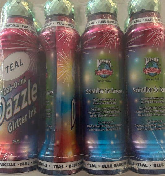 12ct Teal Dazzle Glitter 3oz Bingo Daubers