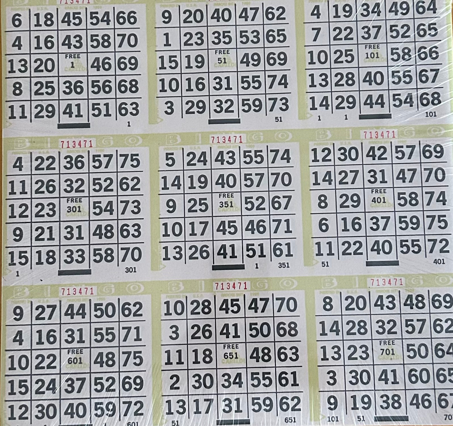 Lime 9on Square Bingo Paper 500 Cards
