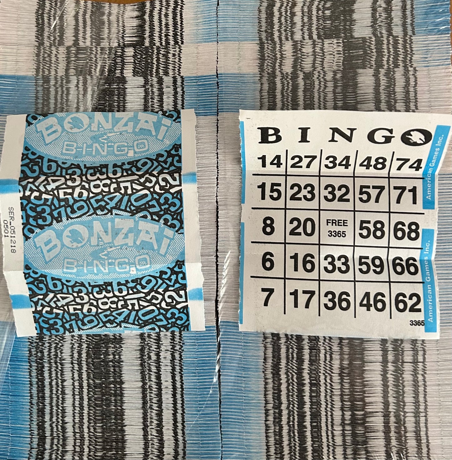 Blue 1on Bonzai Tear Open Bingo Paper 1000 Cards
