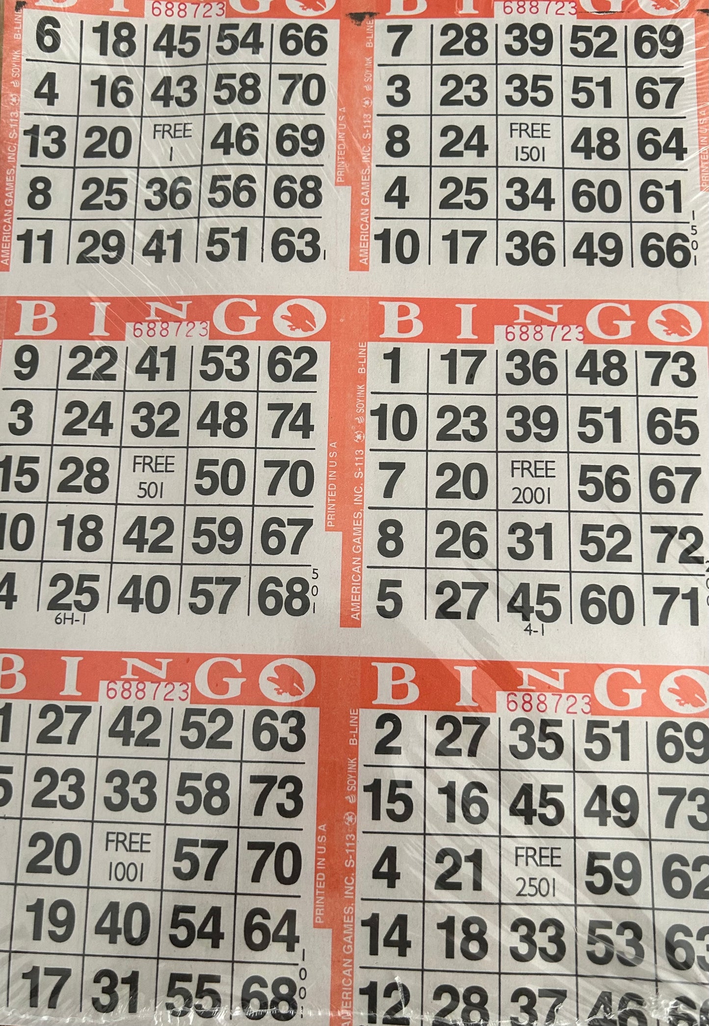 Orange 6on Vertical Bingo Paper 500 Sheets