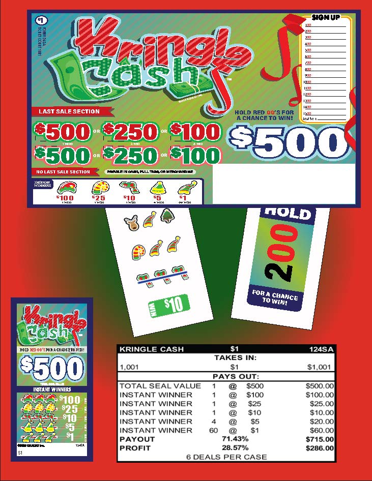 Kringle Cash 1001ct Seal Game Pull Tabs