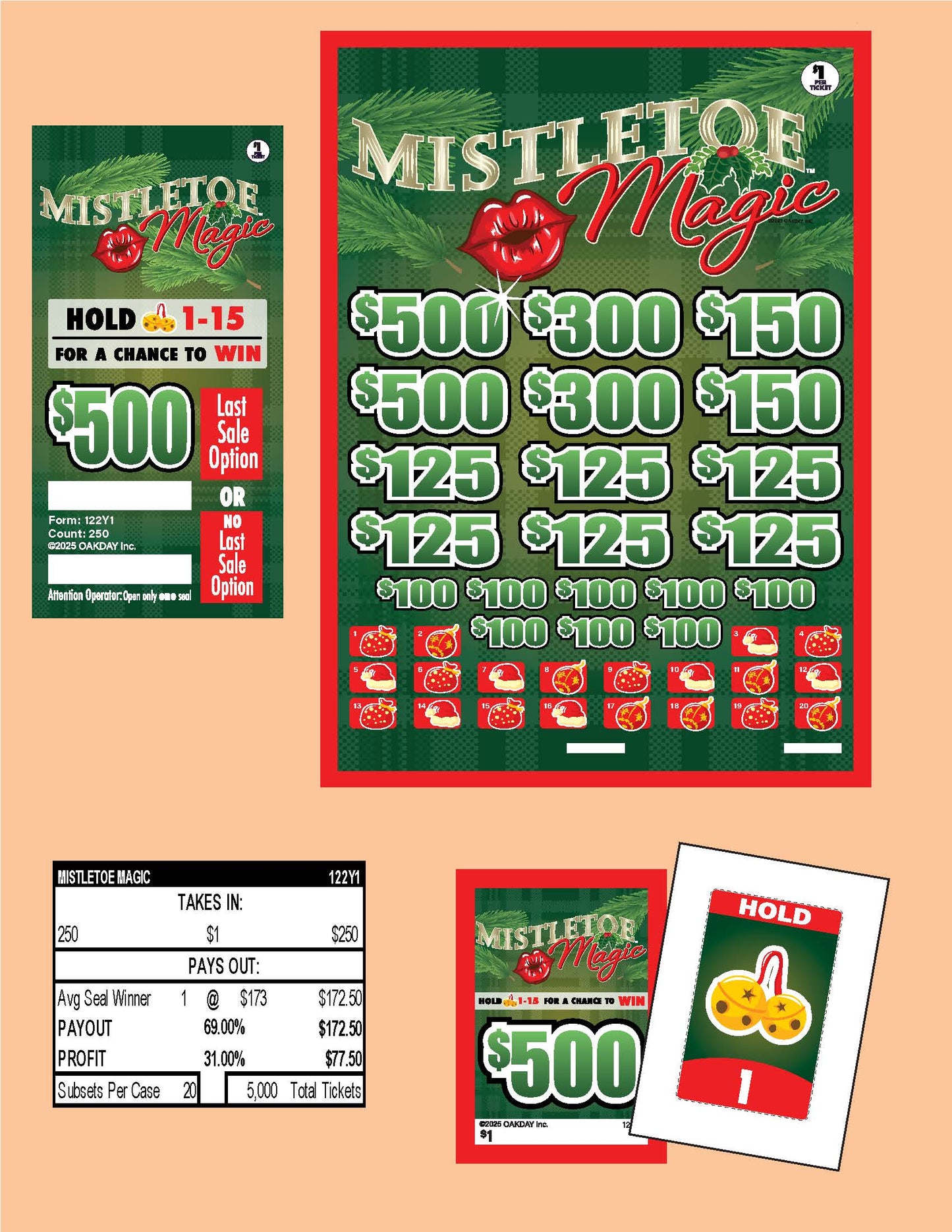Mistletoe Magic 250ct Subset Bonus Board Pull Tabs