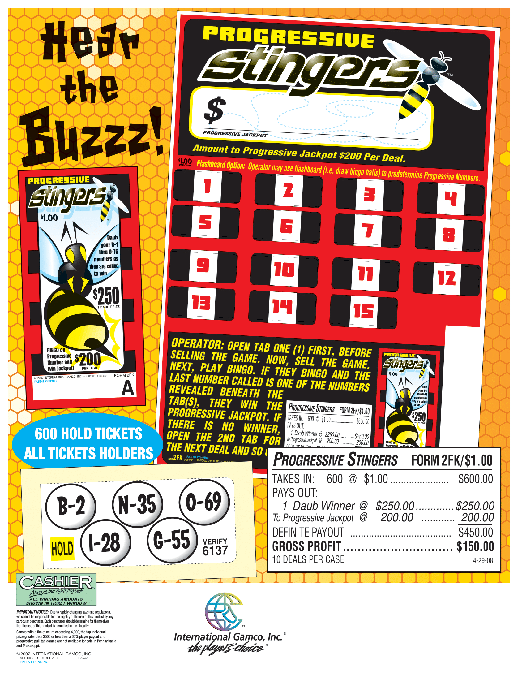 Century 13 Single Game Pull Tabs - Jar Tickets (Made In USA)