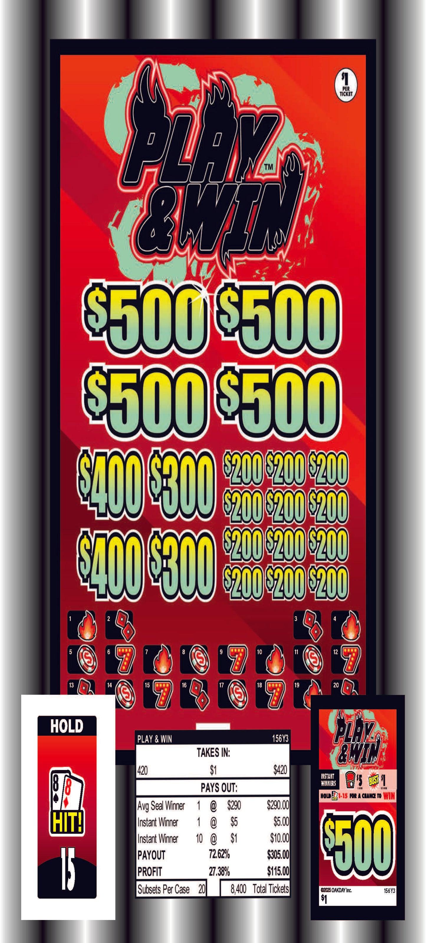 Play & Win 420ct Subset Bonus Board Pull Tabs