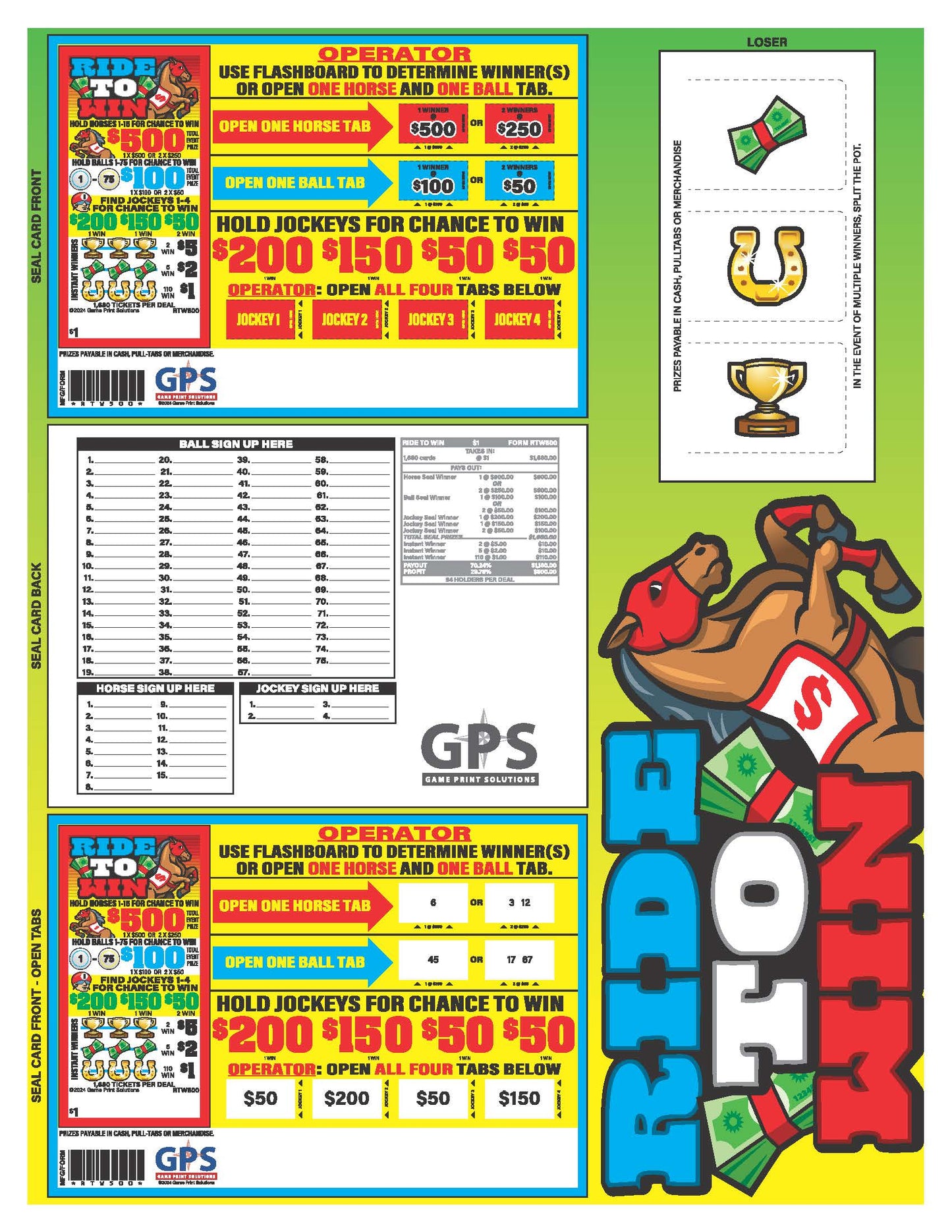Ride to Win 1680ct Seal Game Pull Tabs