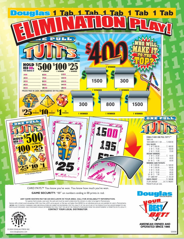 One Pull Tutt's 1008ct Seal Game Pull Tabs