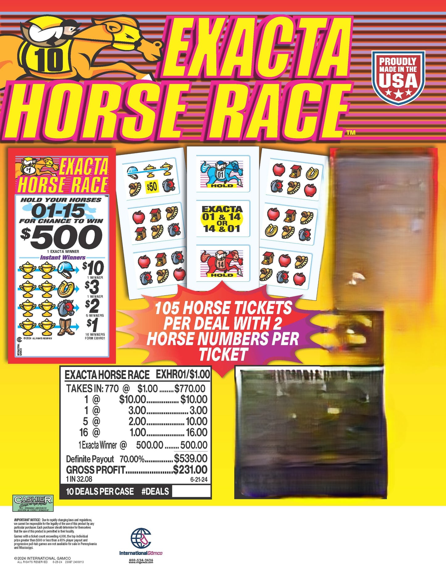 Exacta Horse Race 770ct Seal Game Pull Tabs